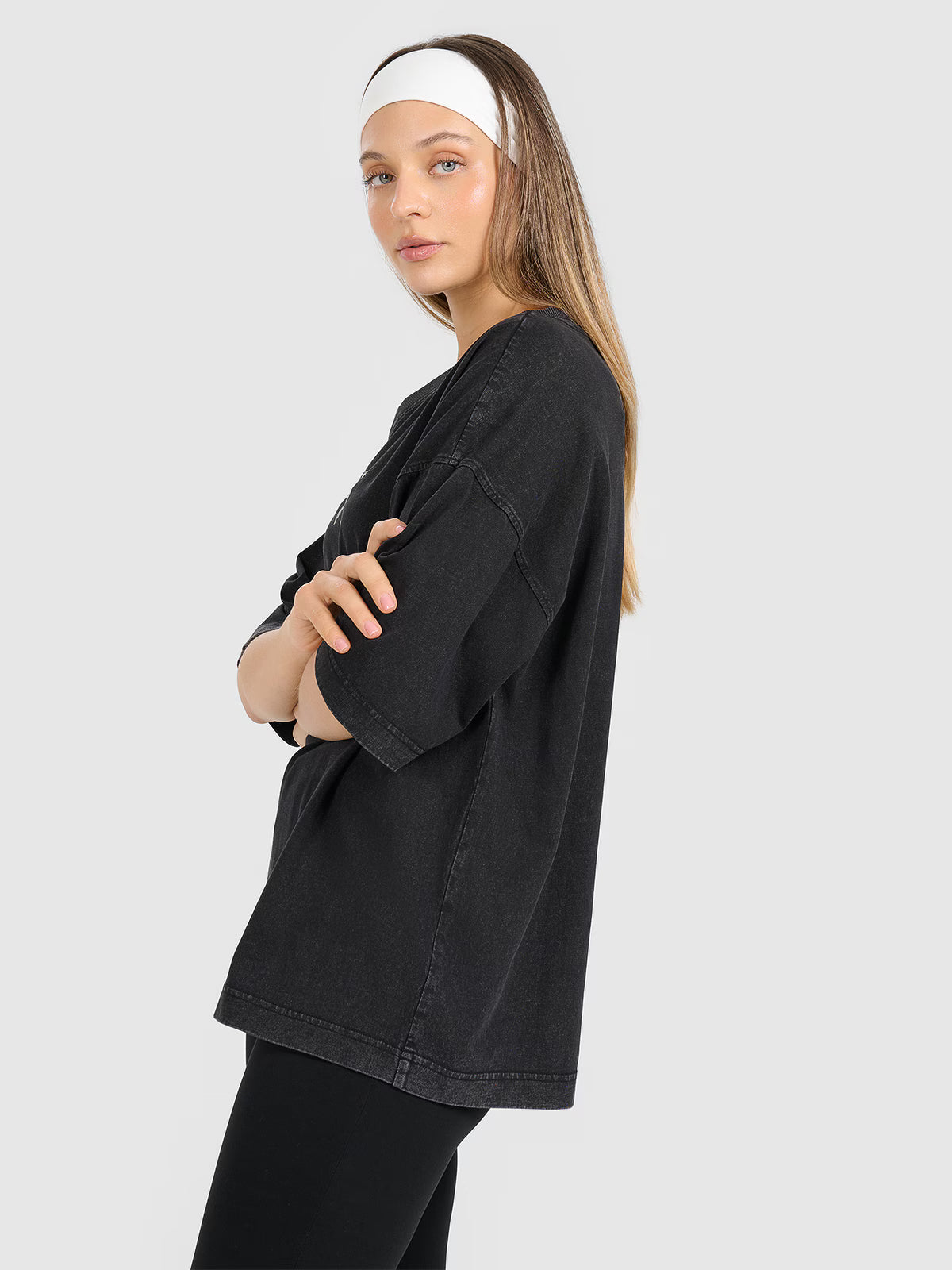 T-shirt oversize z nadrukiem damski