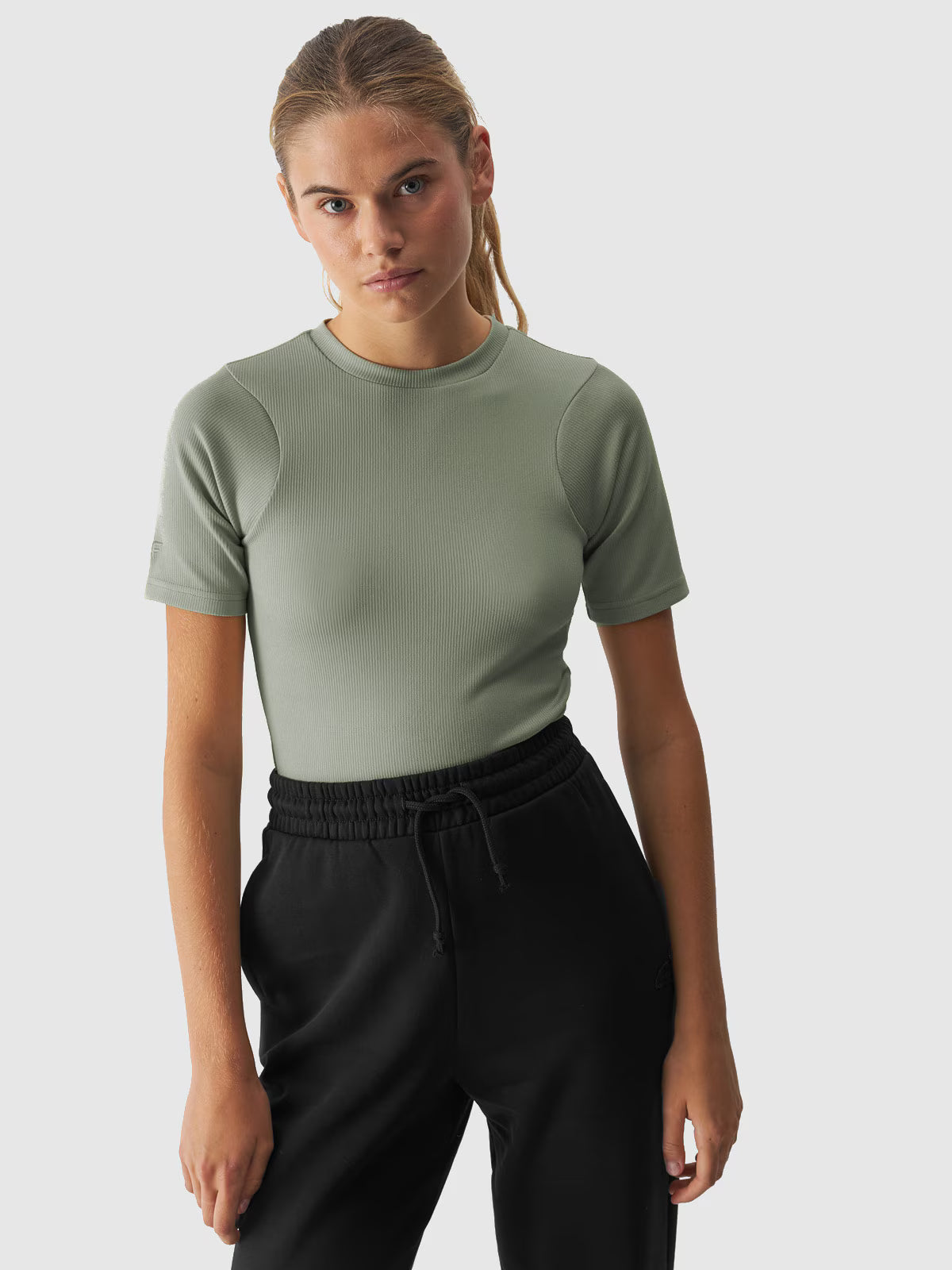 T-shirt slim crop-top gładki damski