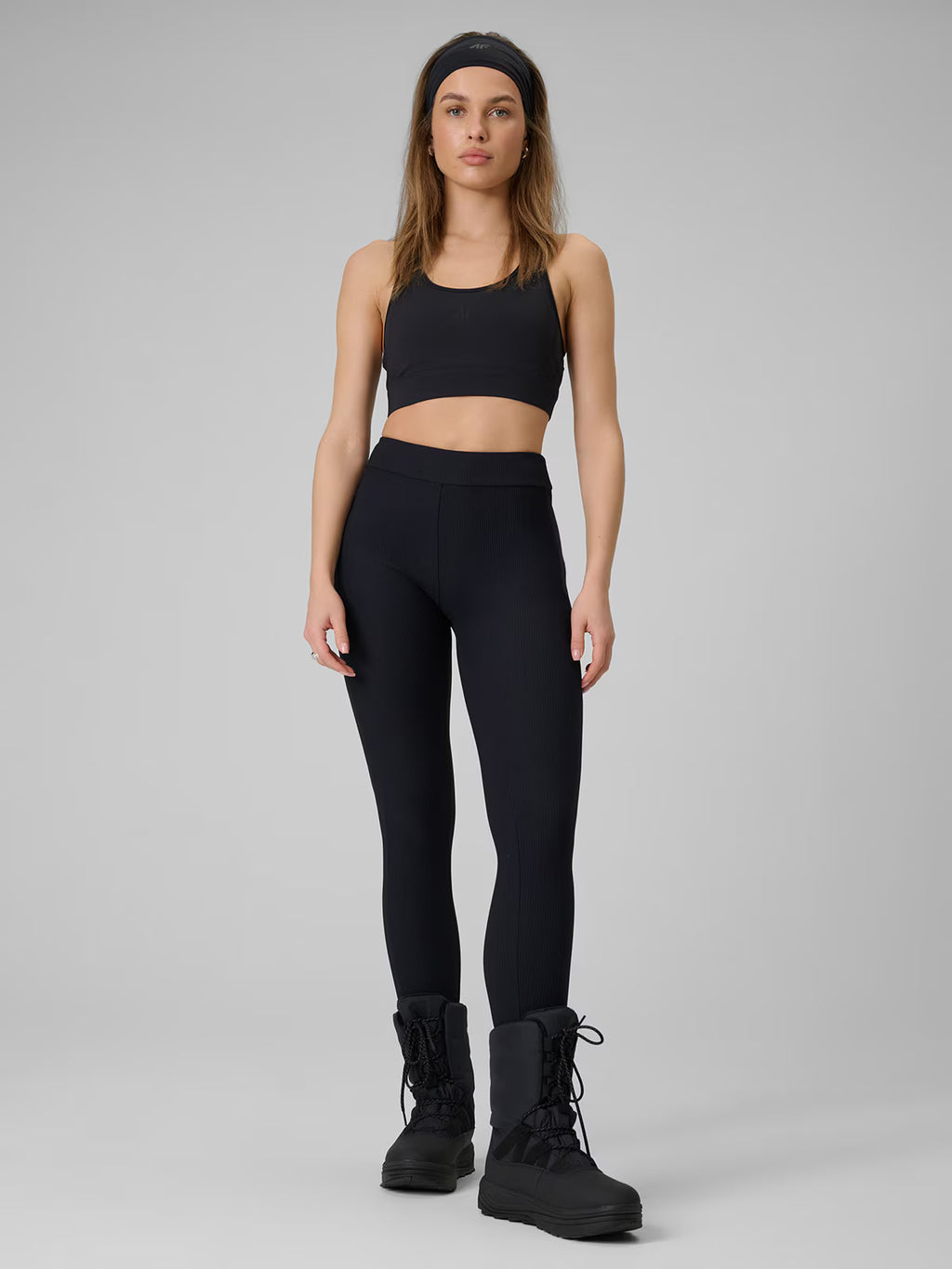 Legginsy dzianinowe prążkowane damskie