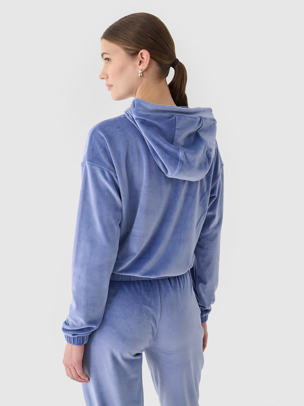Bluza dresowa z weluru nierozpinana z kapturem damska