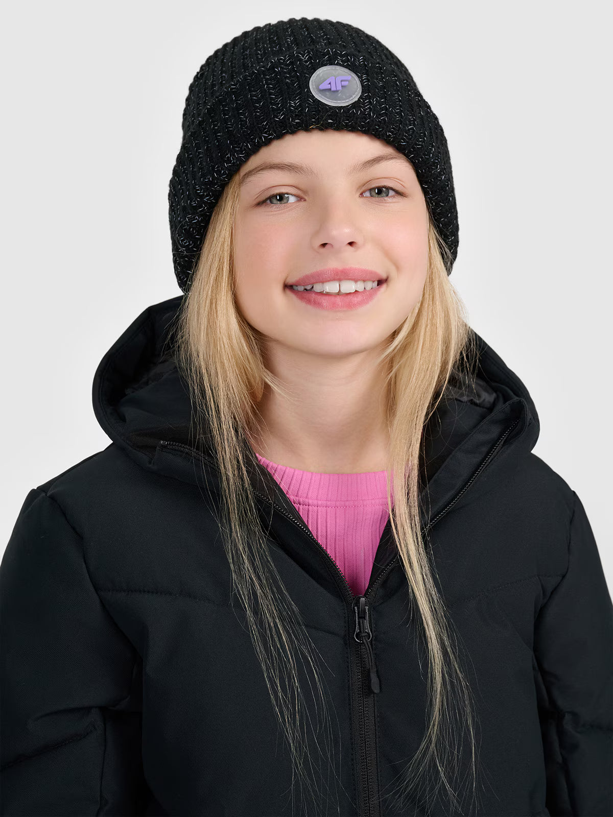Czapka beanie odblaskowa dziewczęca