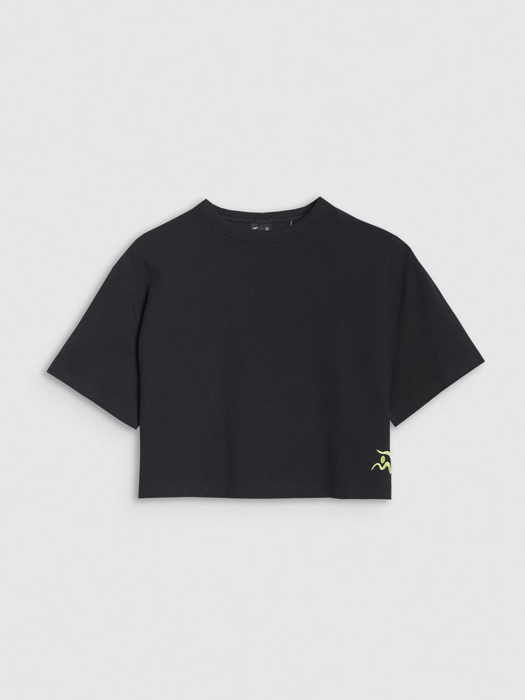 T-shirt crop top z waflowej dzianiny damski