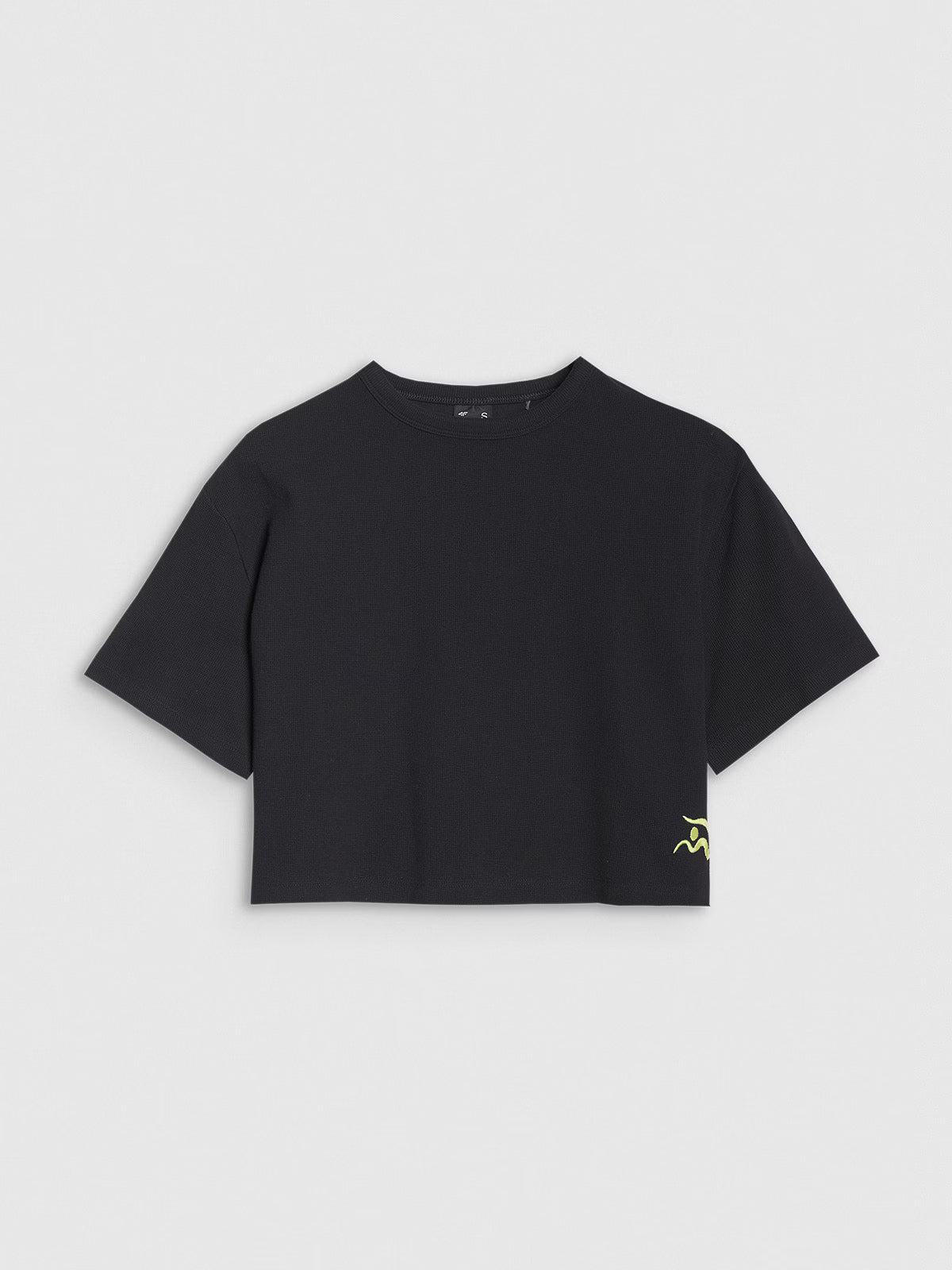 T-shirt crop top z waflowej dzianiny damski