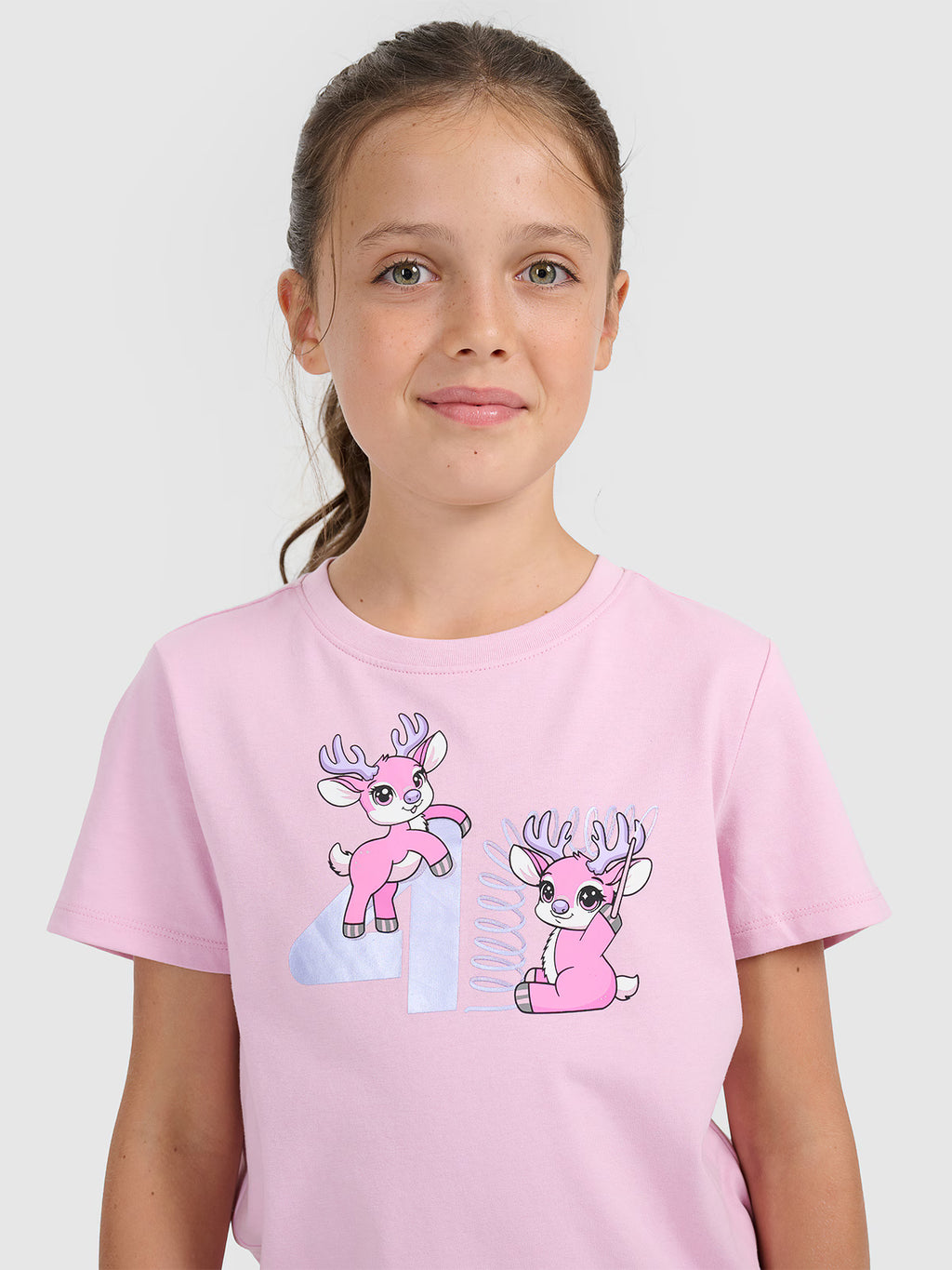 T-shirt regular z nadrukiem świątecznym dziewczęcy