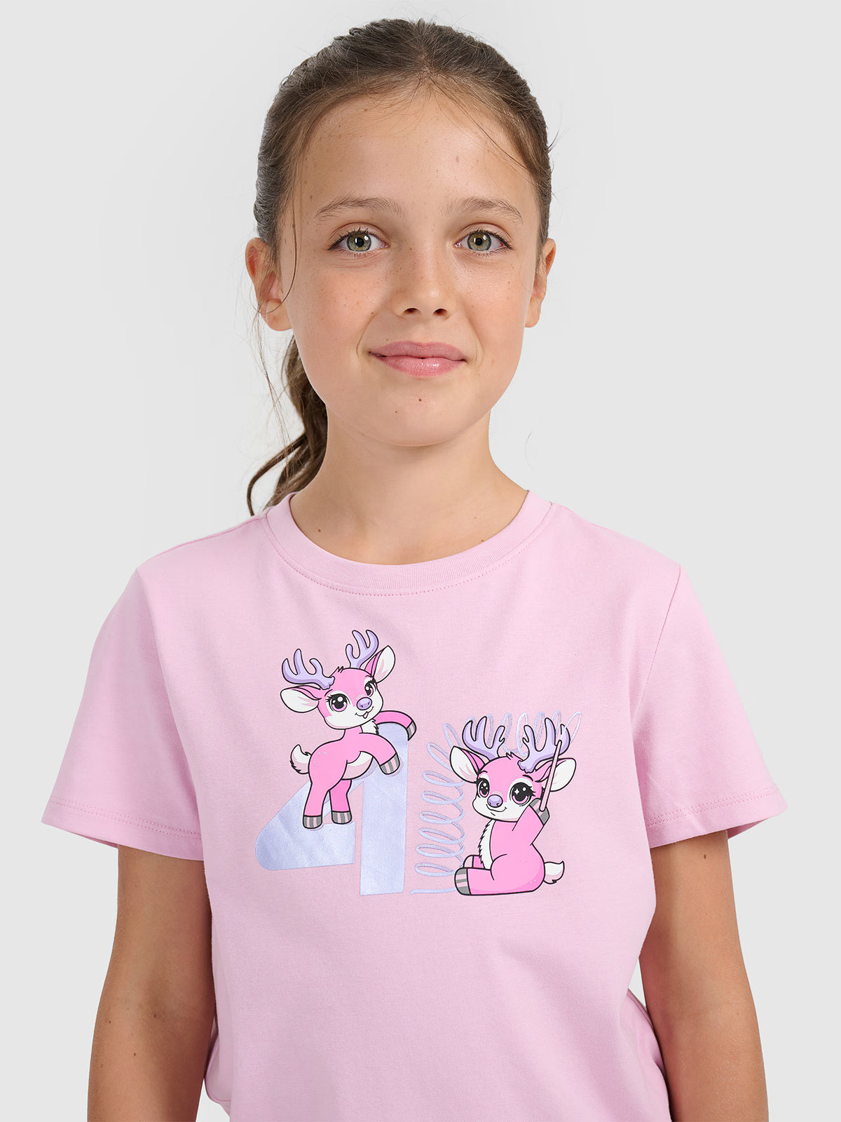 T-shirt regular z nadrukiem świątecznym dziewczęcy