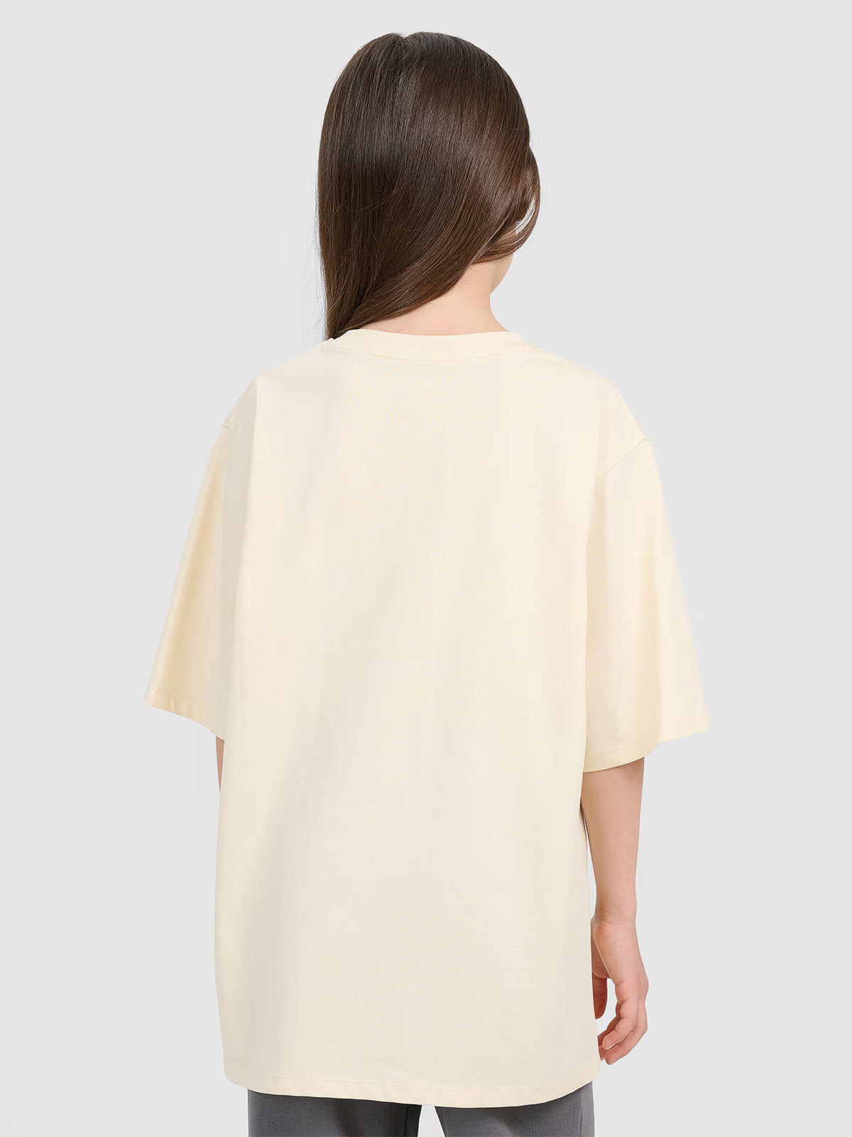 T-shirt oversize z nadrukiem dziewczęcy