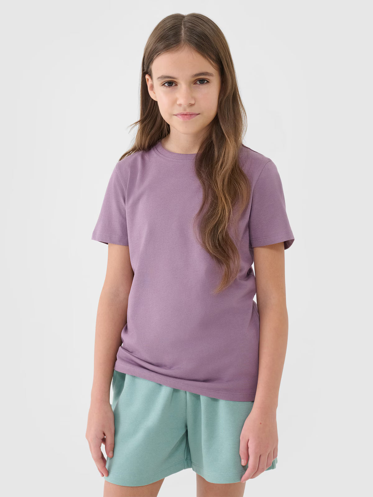 T-shirt regular gładki dziewczęcy