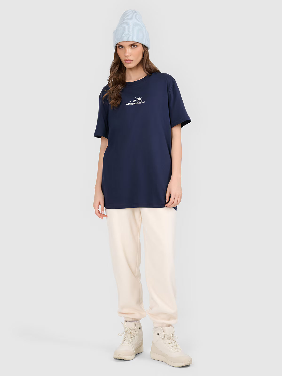 T-shirt oversize z nadrukiem damski