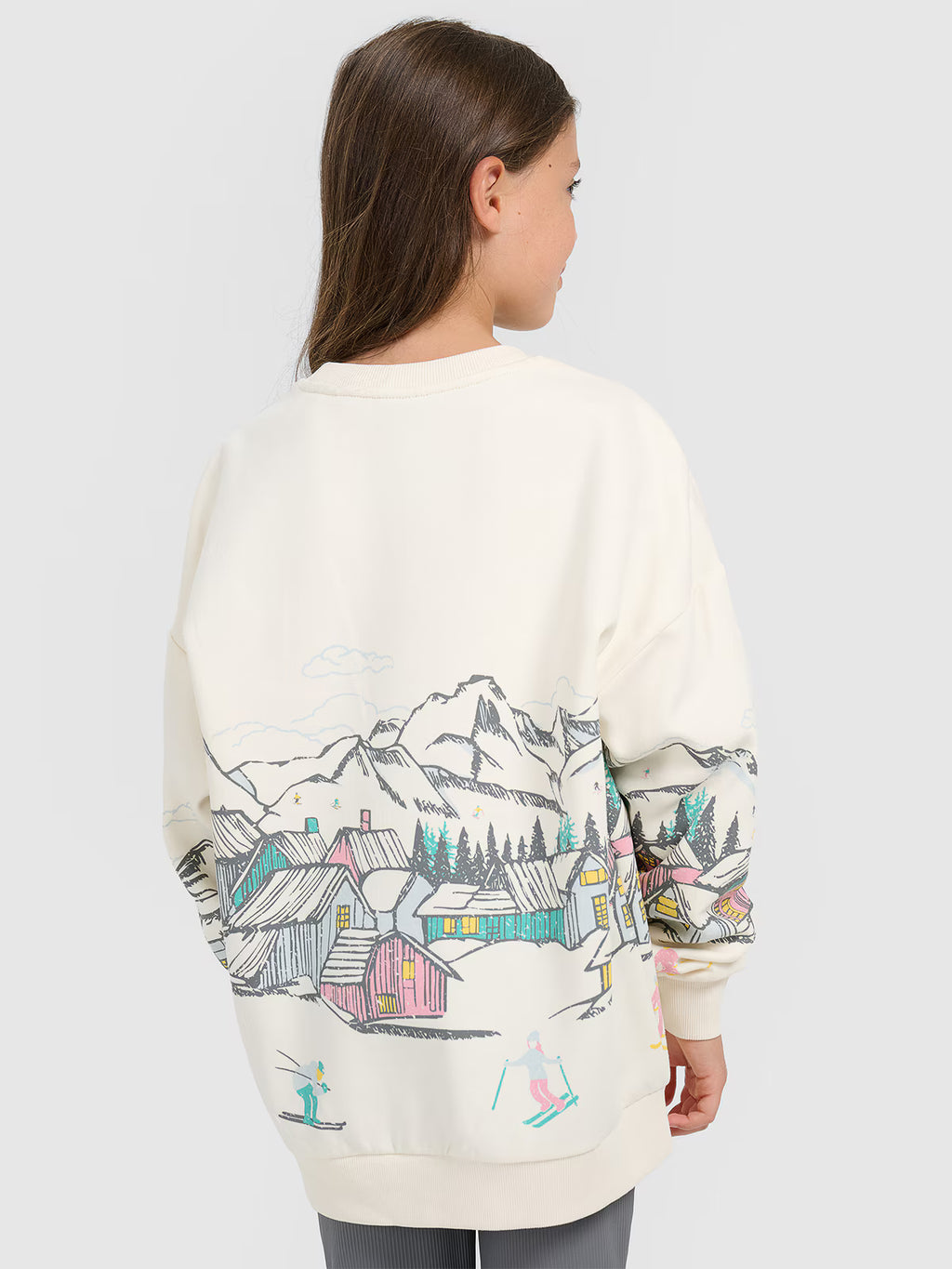 Bluza dresowa loose nierozpinana bez kaptura dziewczęca