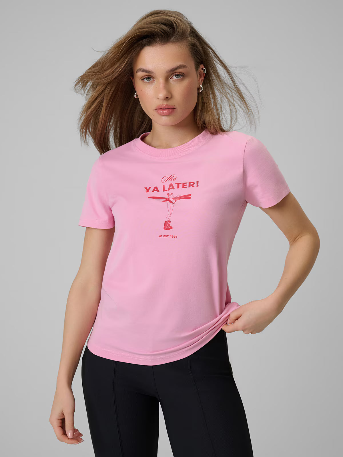 T-shirt regular z nadrukiem damski