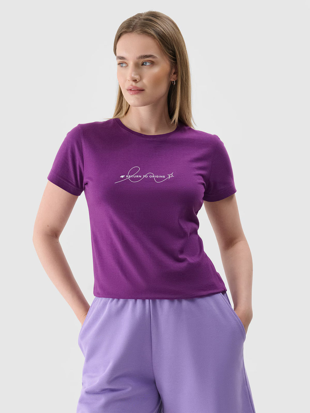 T-shirt slim z nadrukiem damski