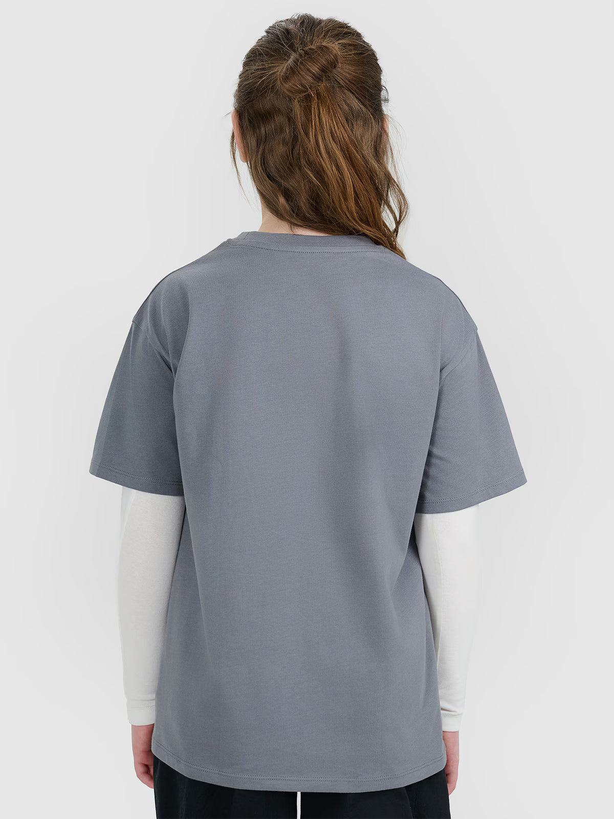 T-shirt oversize z nadrukiem dziewczęcy