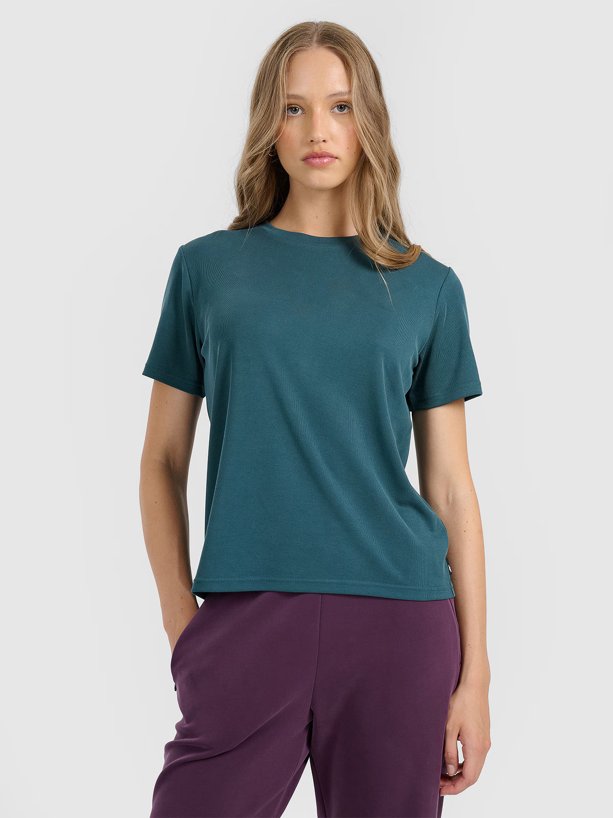 T-shirt z prążkowanej dzianiny z modalem damski