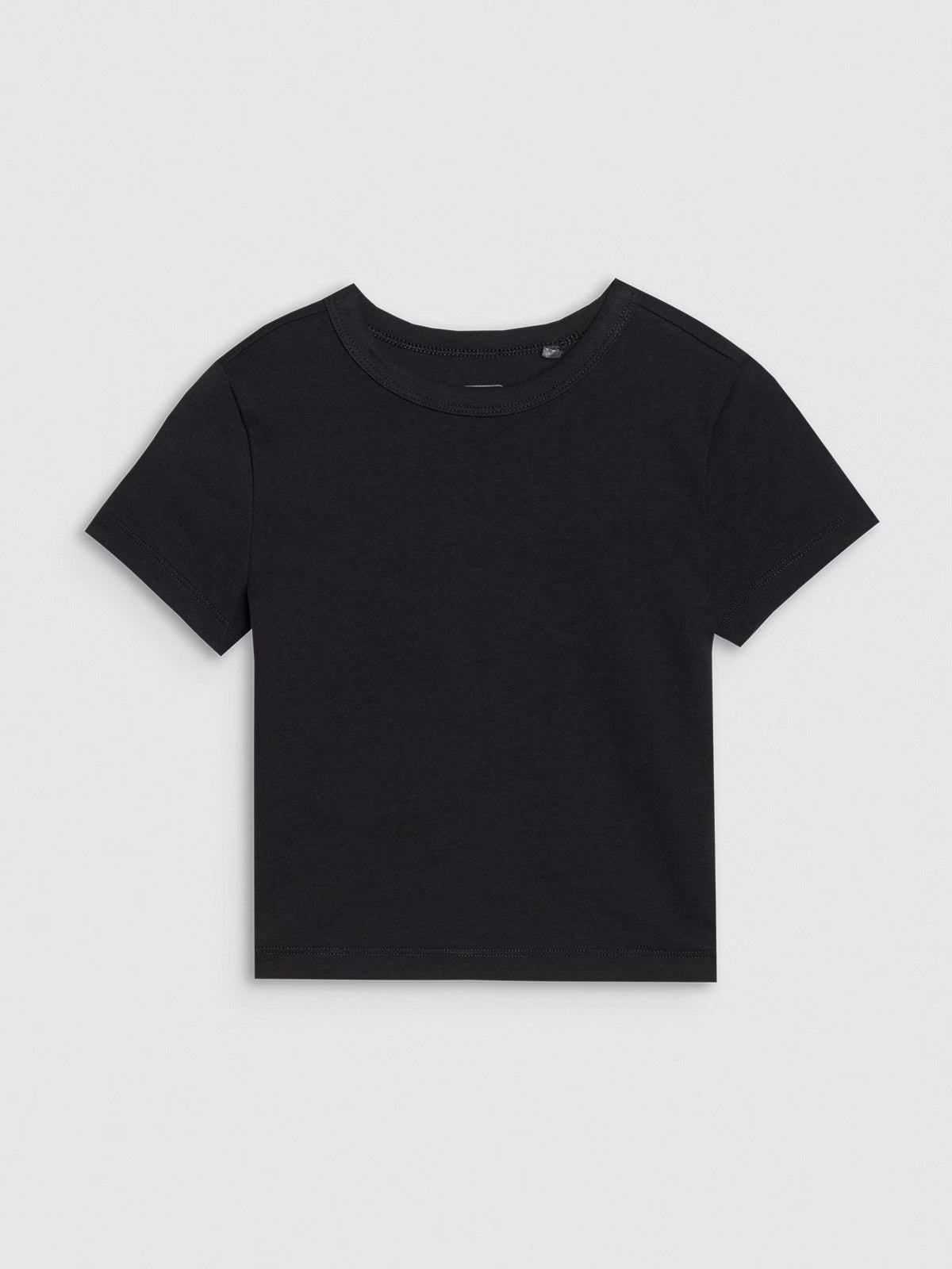 T-shirt slim crop top gładki dziewczęcy