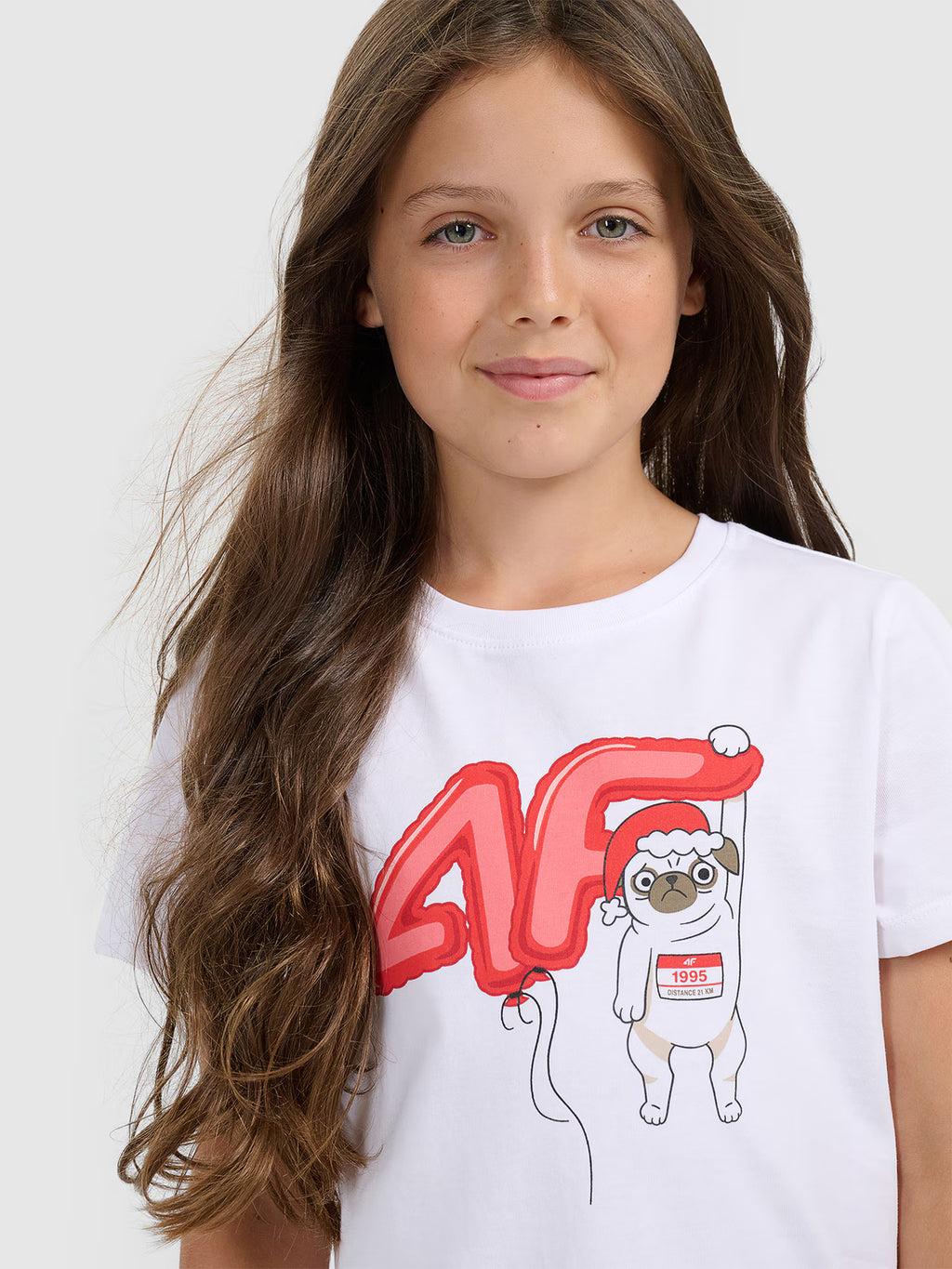 T-shirt regular z nadrukiem świątecznym dziewczęcy