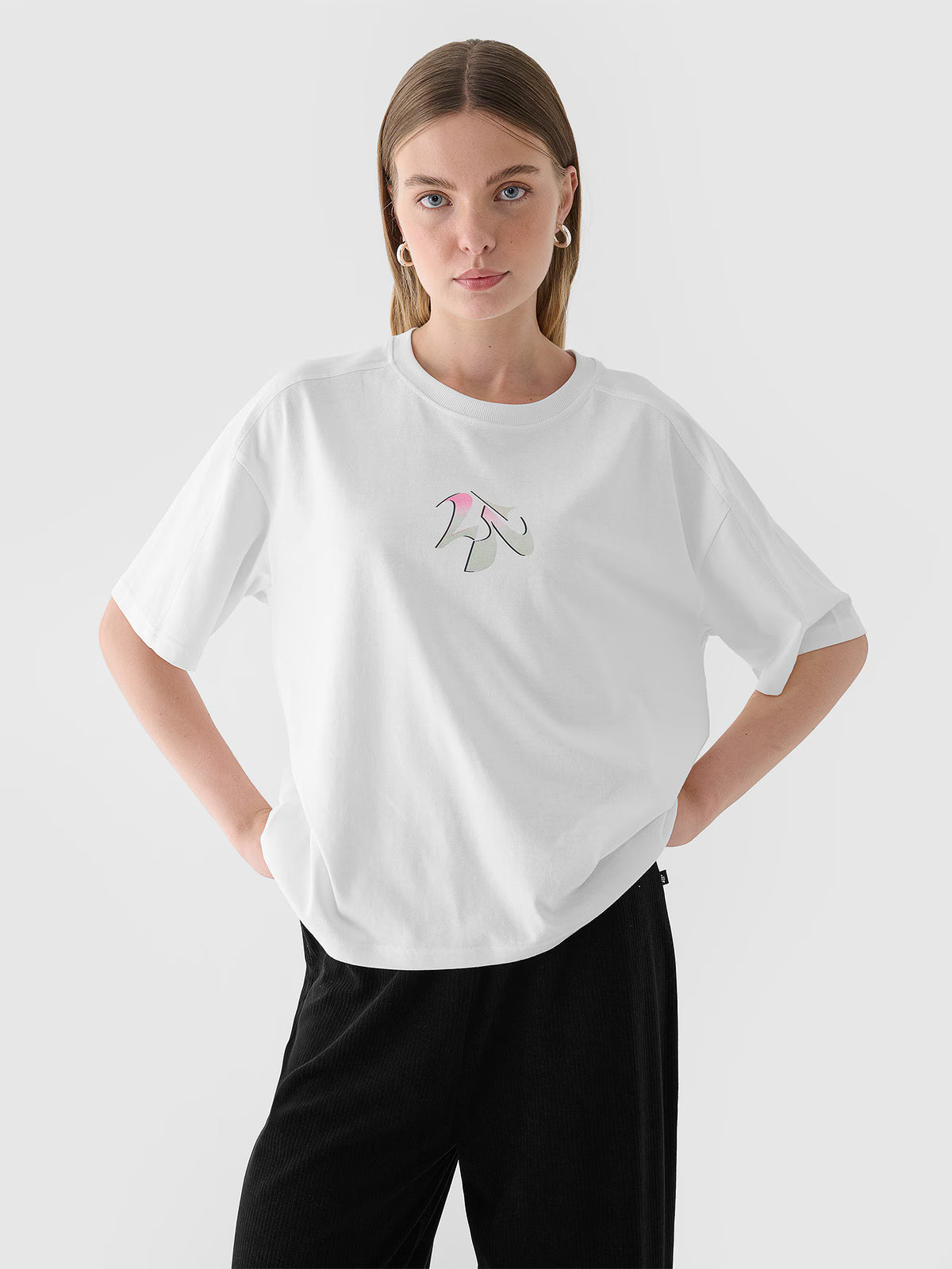 T-shirt oversize z nadrukiem damski