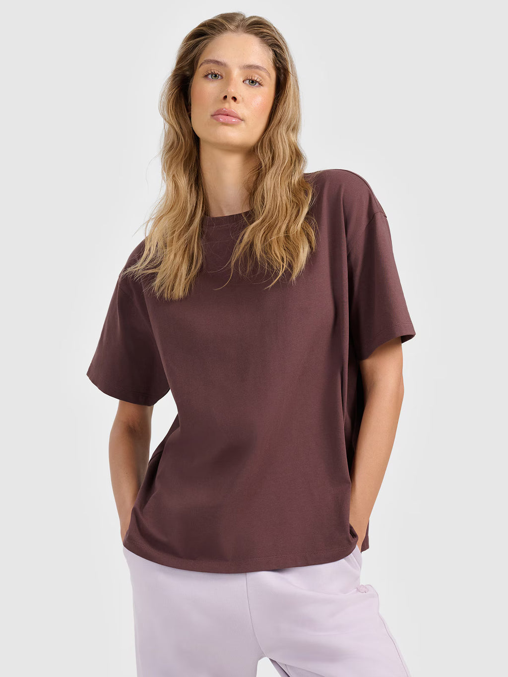 T-shirt loose gładki damski