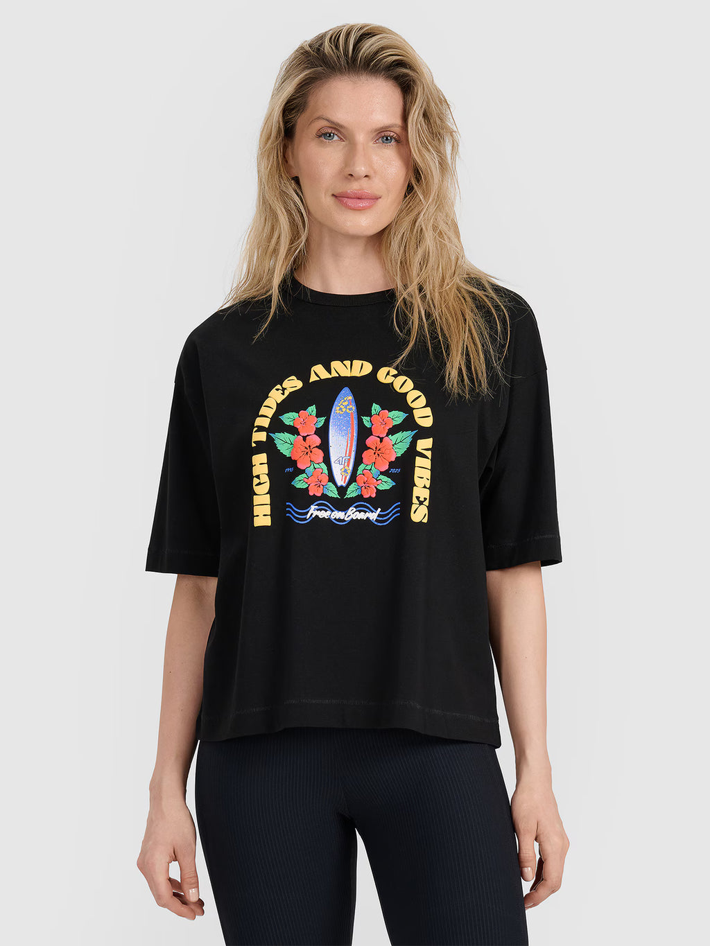 T-shirt oversize z nadrukiem damski