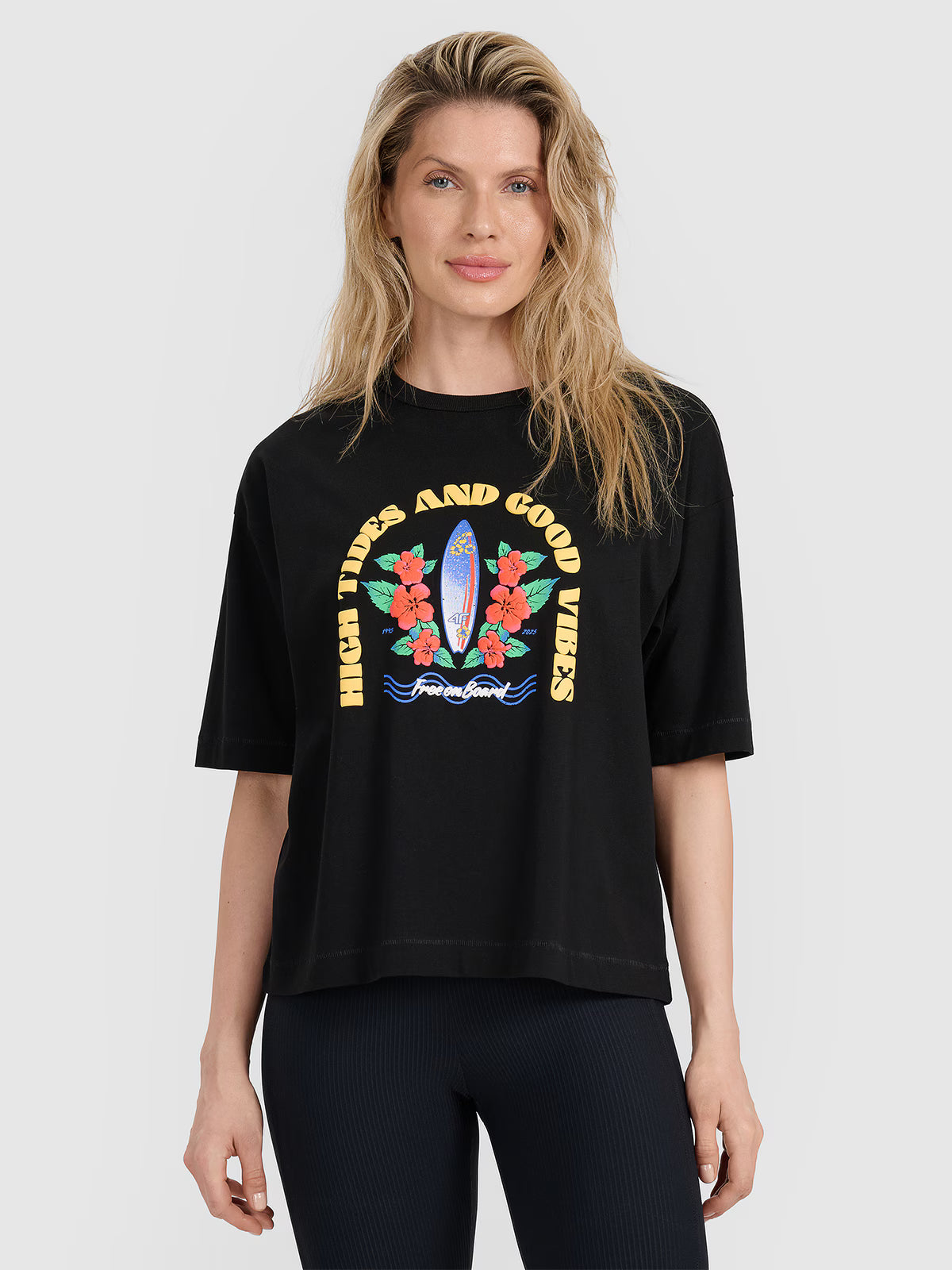 T-shirt oversize z nadrukiem damski