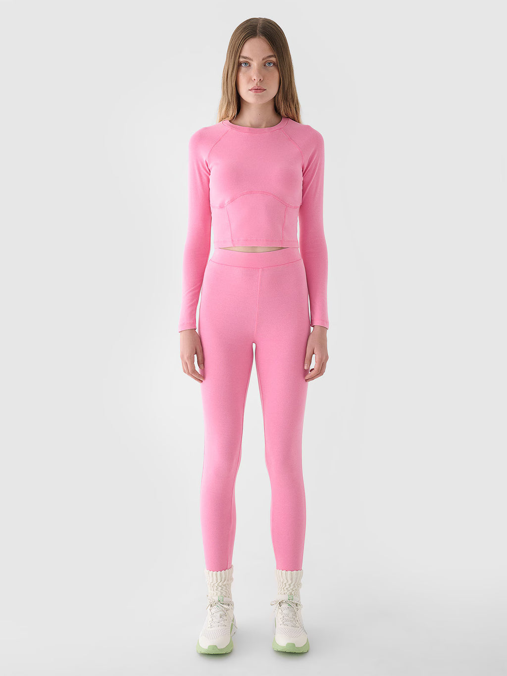 Longsleeve cropped gładki damski
