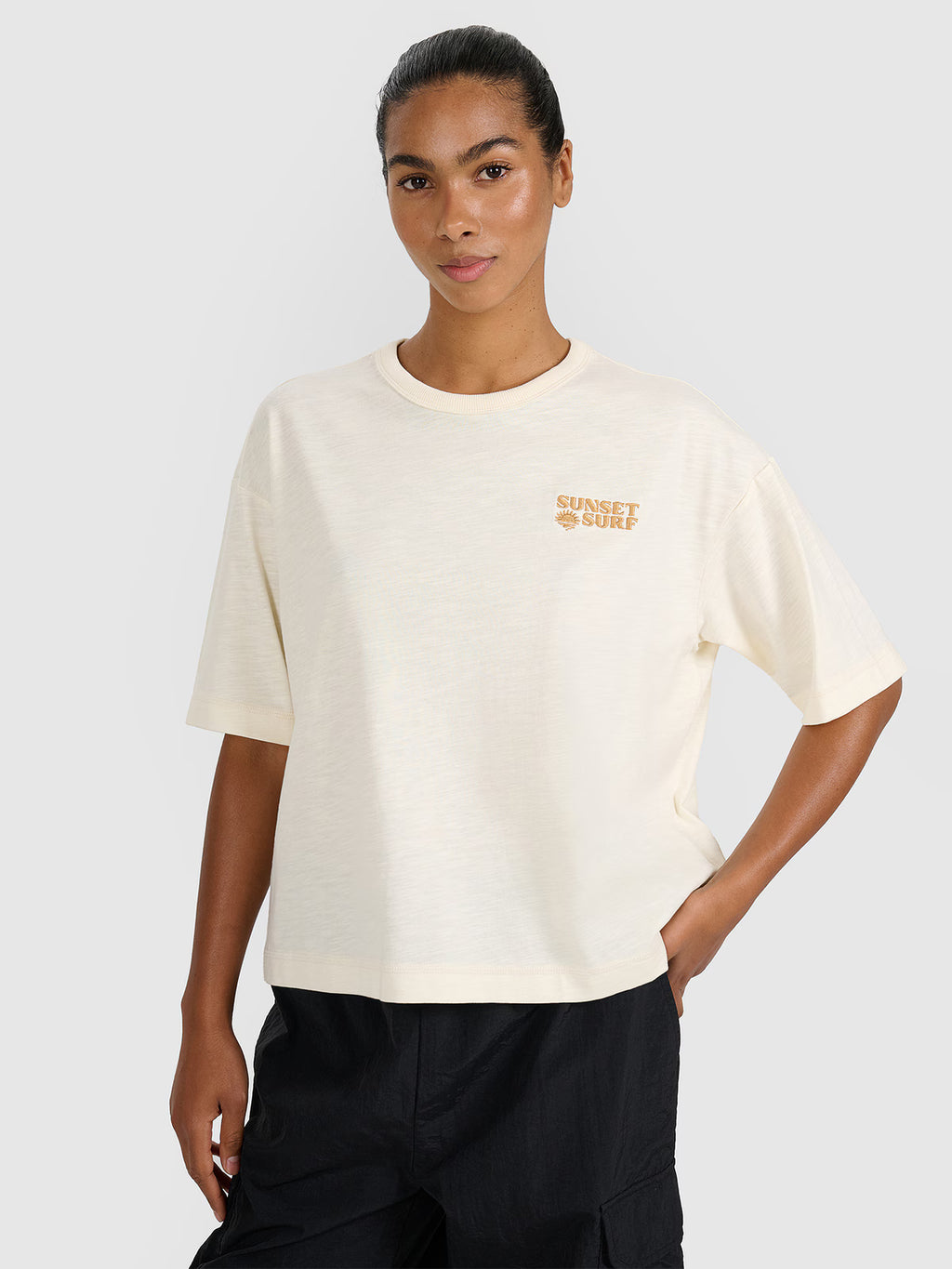 T-shirt oversize z nadrukiem damski