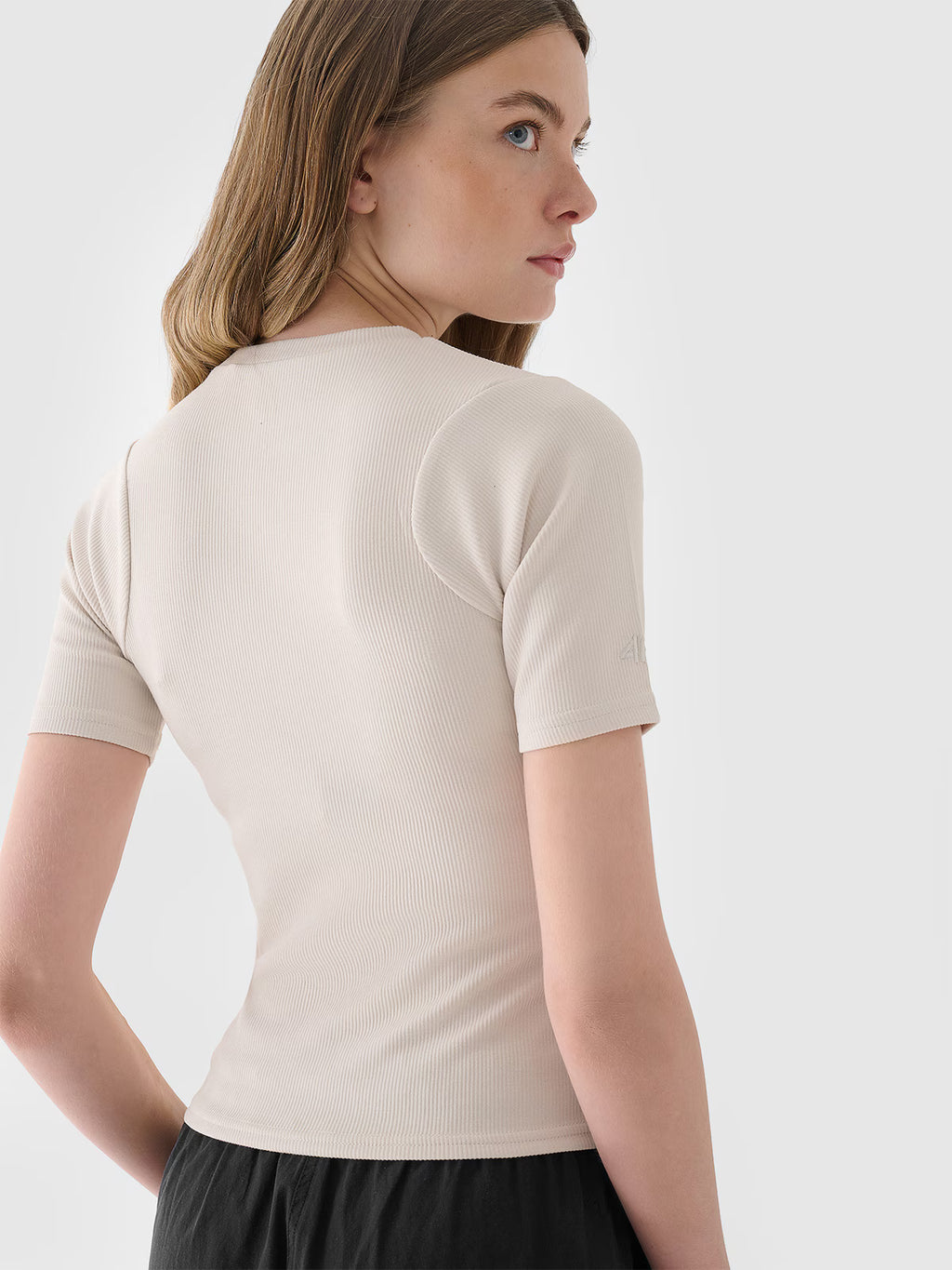 T-shirt slim crop-top gładki damski