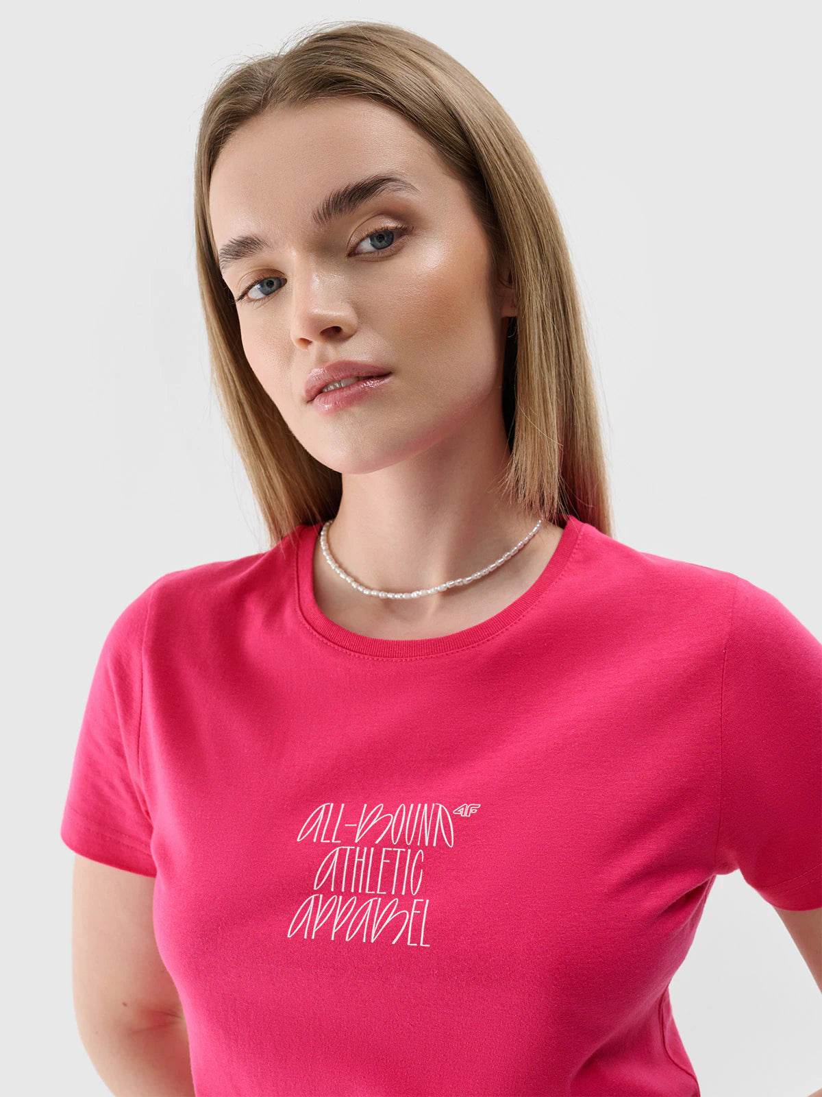 T-shirt slim z nadrukiem damski