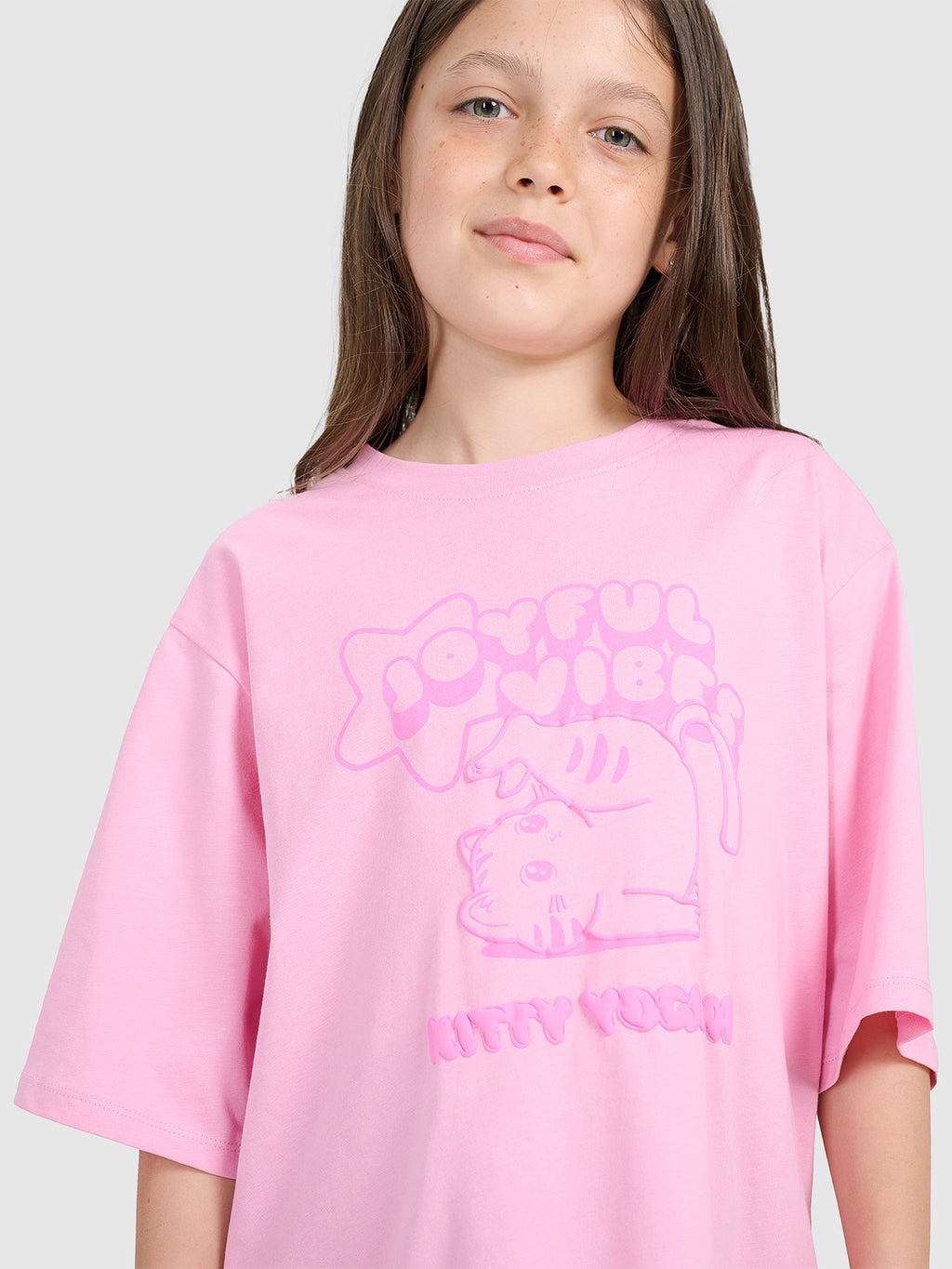 T-shirt oversize z nadrukiem dziewczęcy