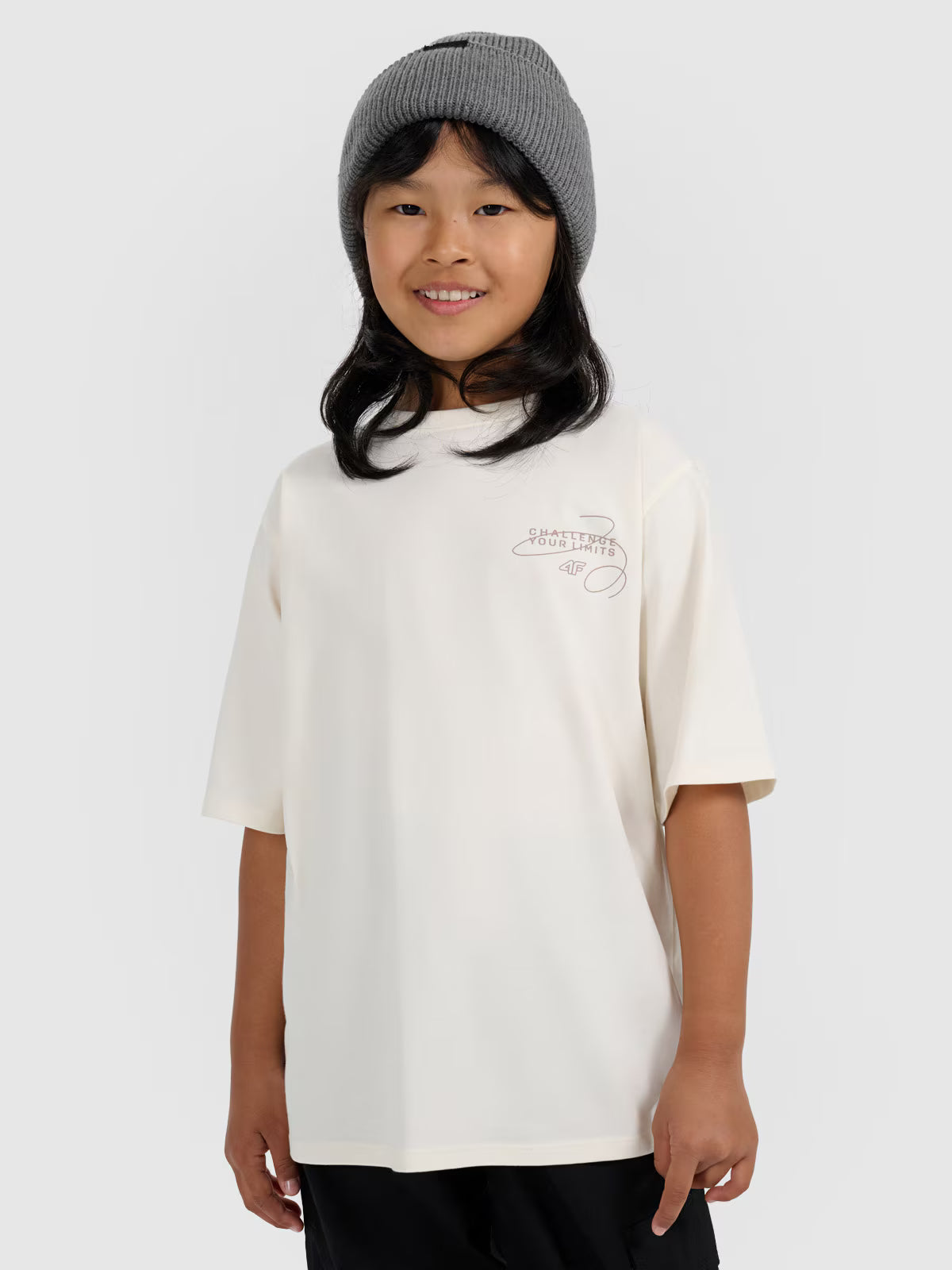 T-shirt oversize z nadrukiem dziewczęcy