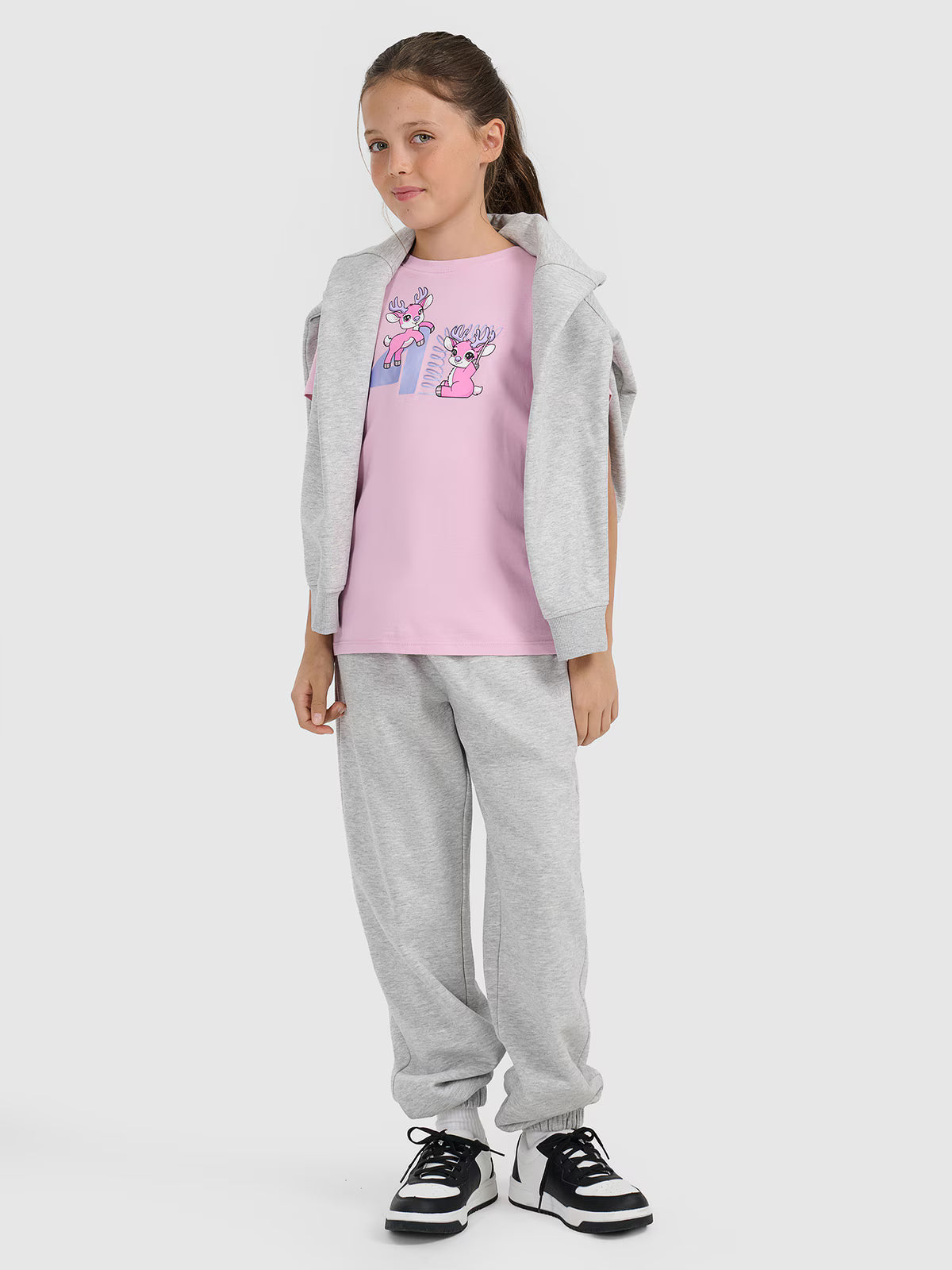 T-shirt regular z nadrukiem świątecznym dziewczęcy