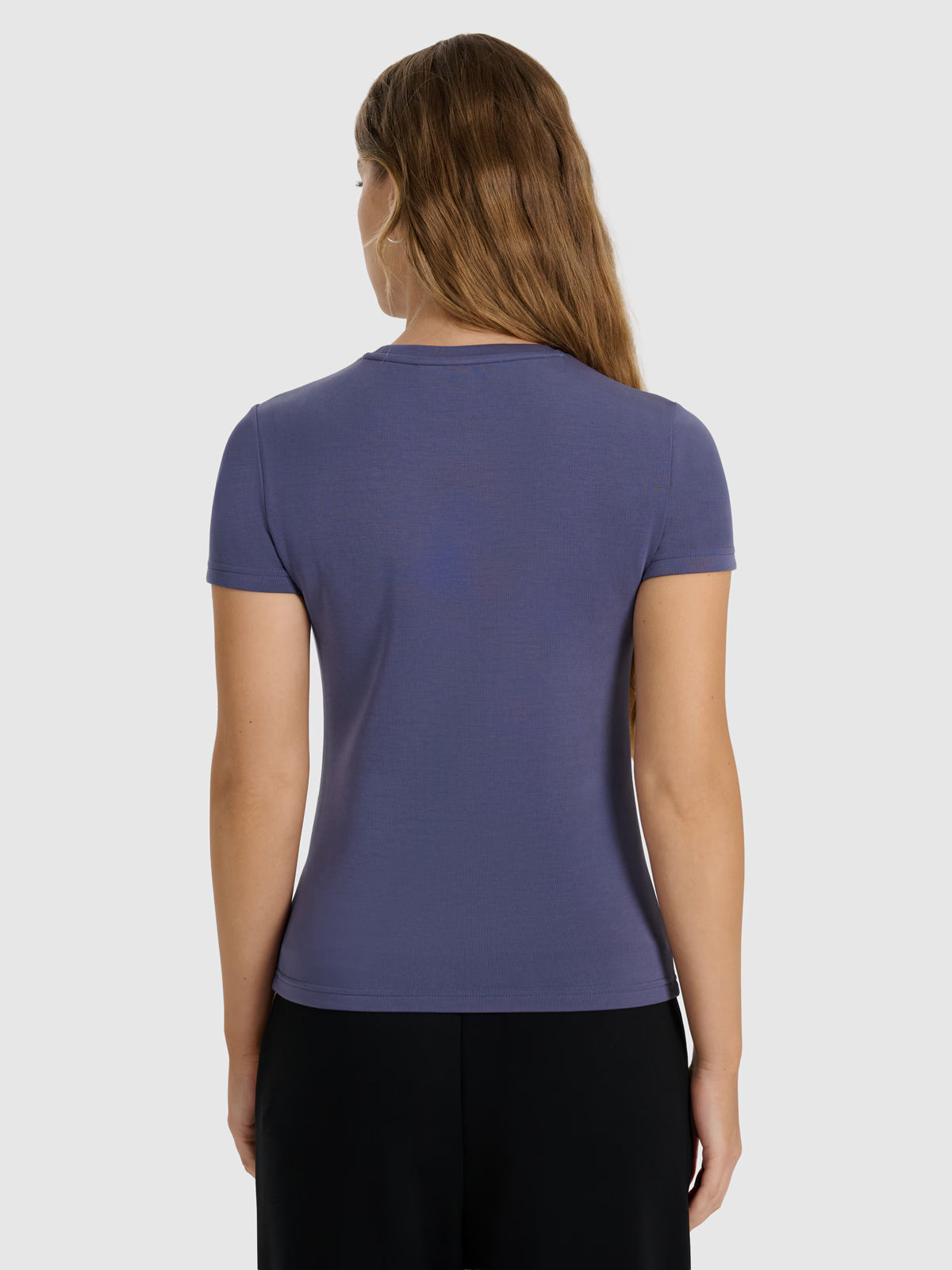 T-shirt z prążkowanej dzianiny z modalem damski