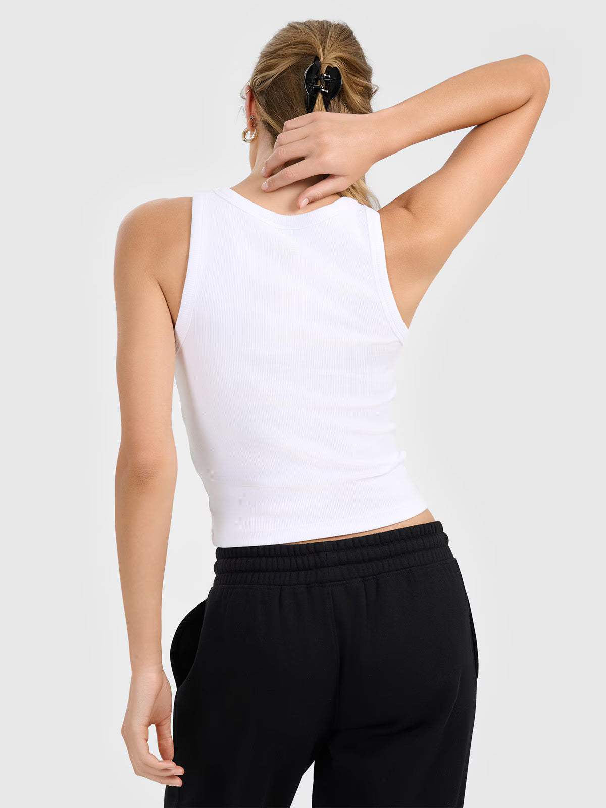 Top slim z prążkowanej dzianiny damski