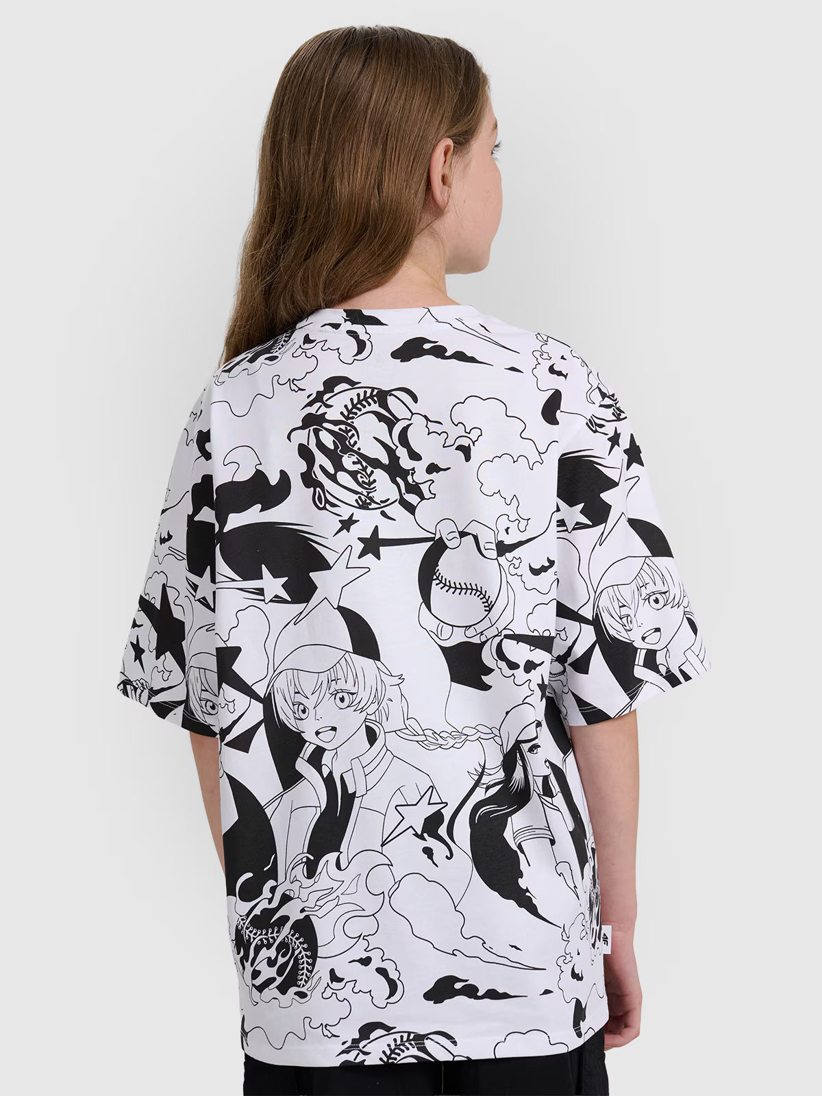 T-shirt oversize z nadrukiem dziewczęcy