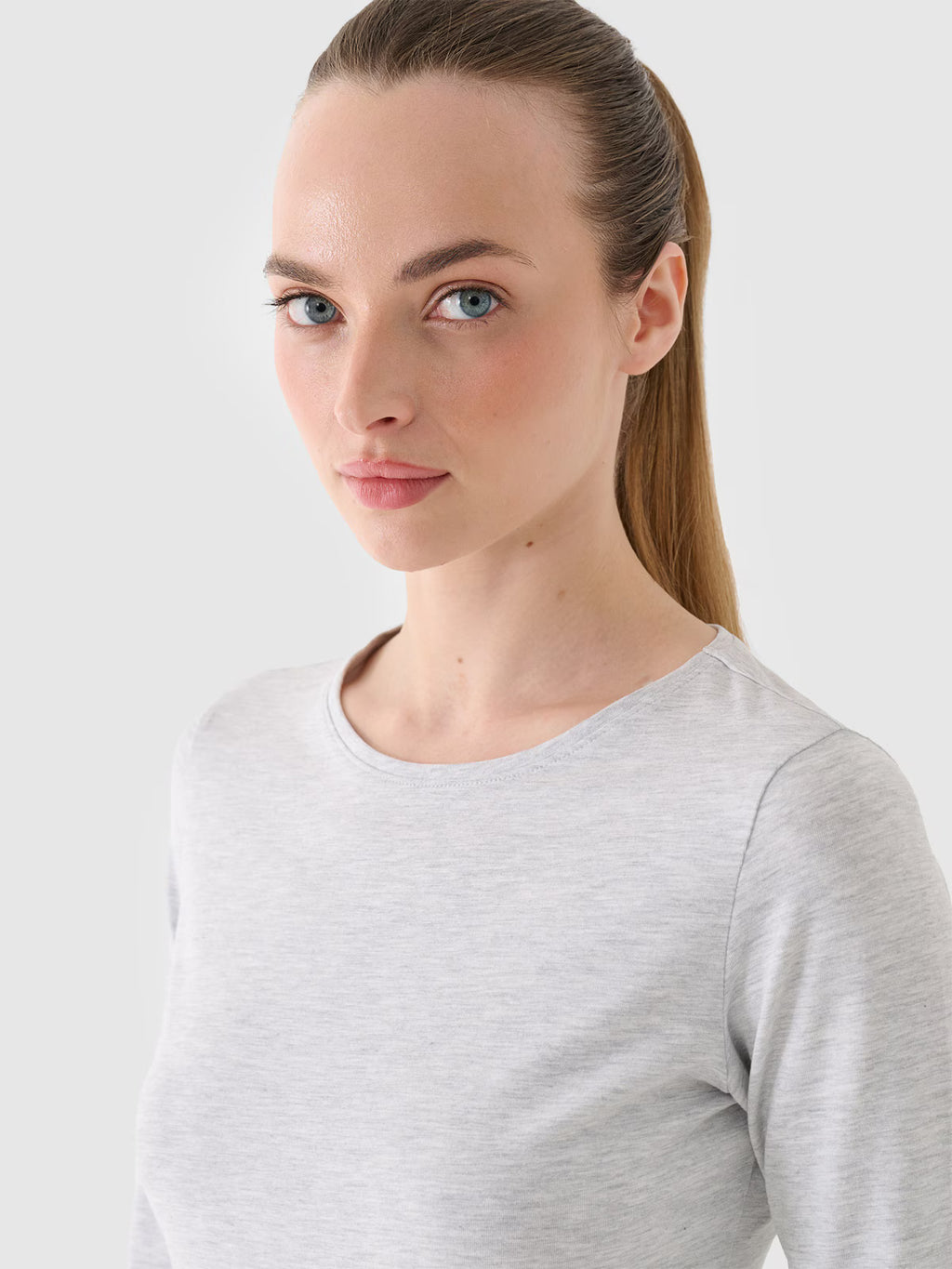 Longsleeve slim gładki damski
