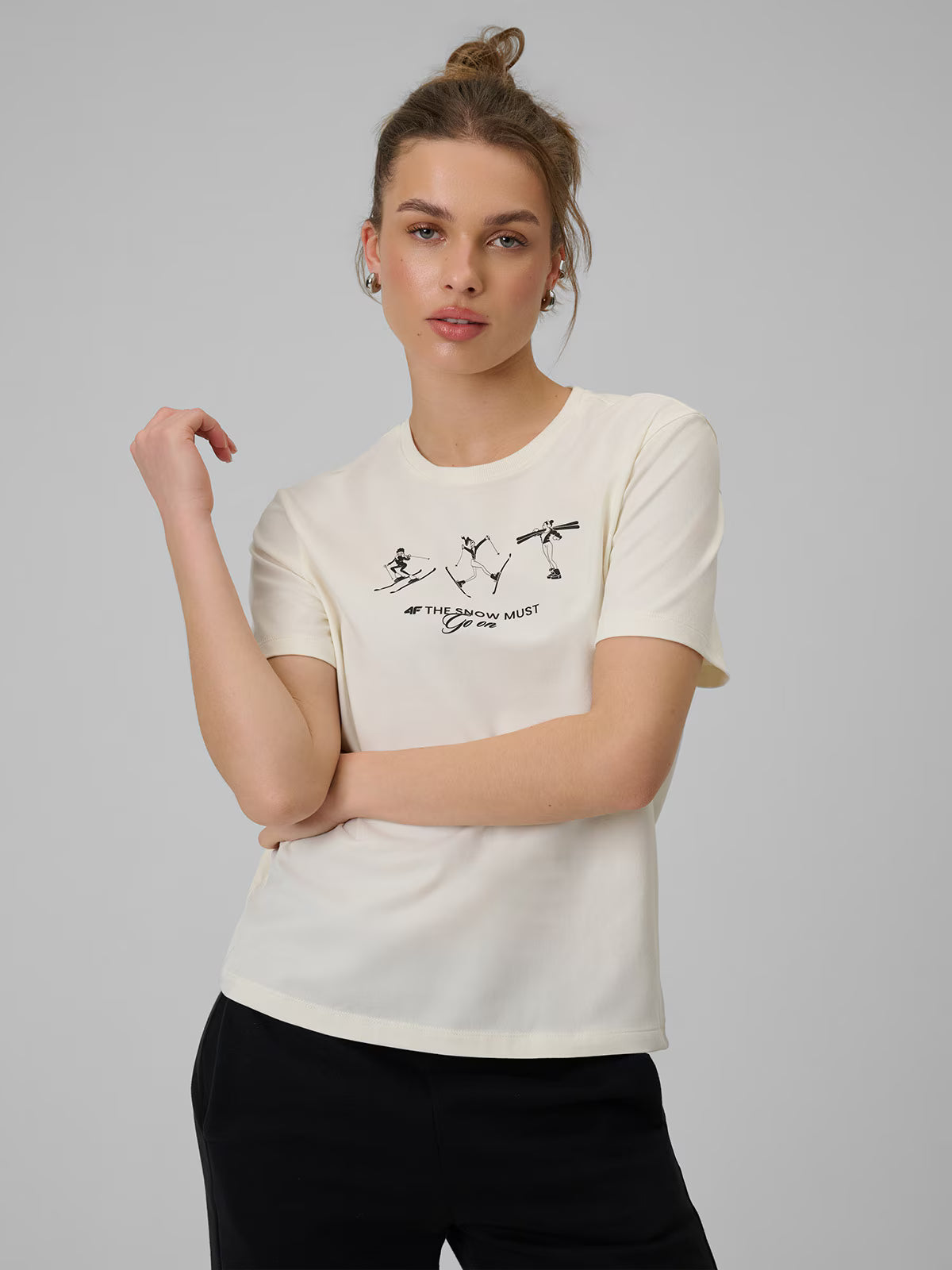 T-shirt regular z nadrukiem damski