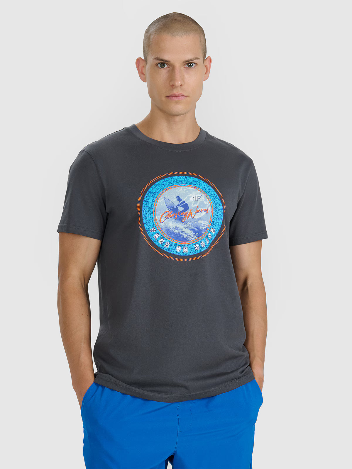 T-shirt regular z nadrukiem męski