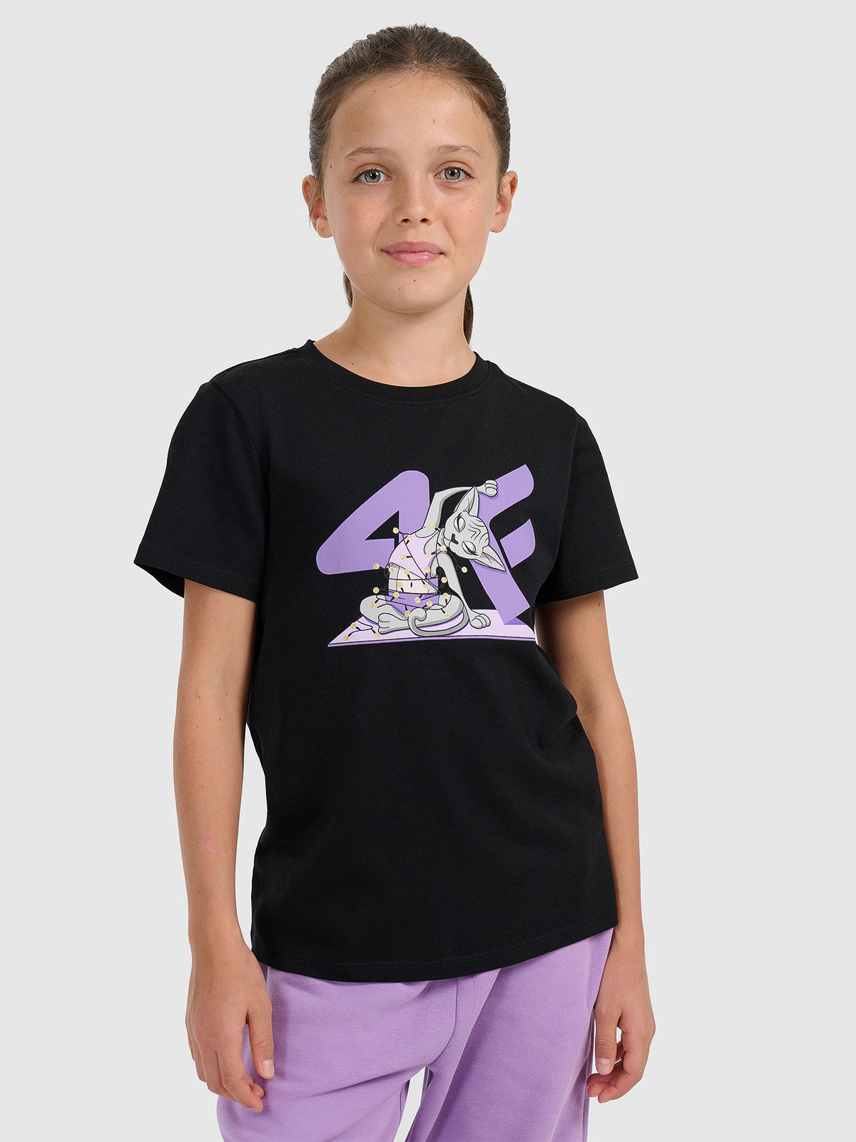 T-shirt regular z nadrukiem świątecznym dziewczęcy