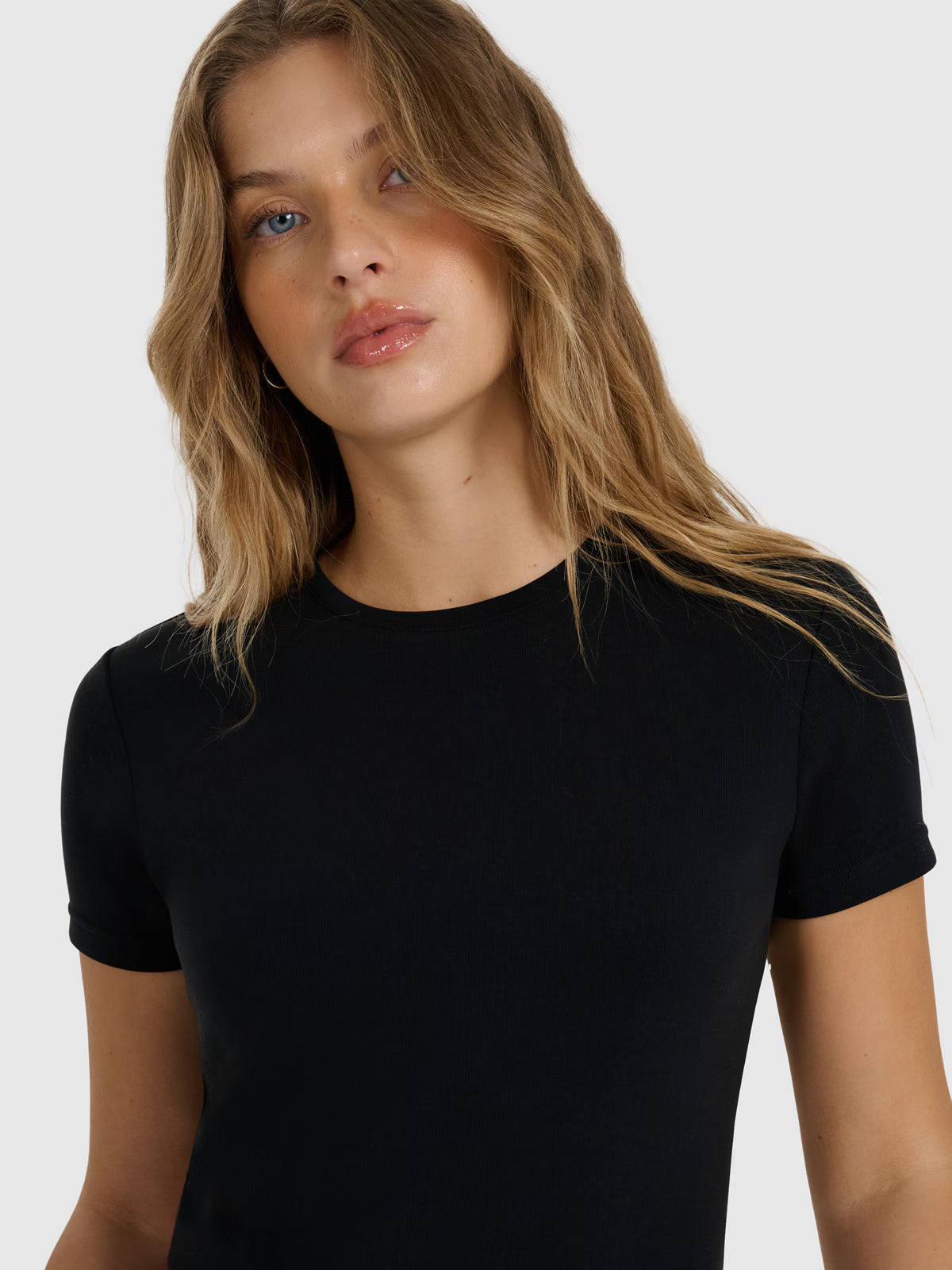 T-shirt z prążkowanej dzianiny z modalem damski