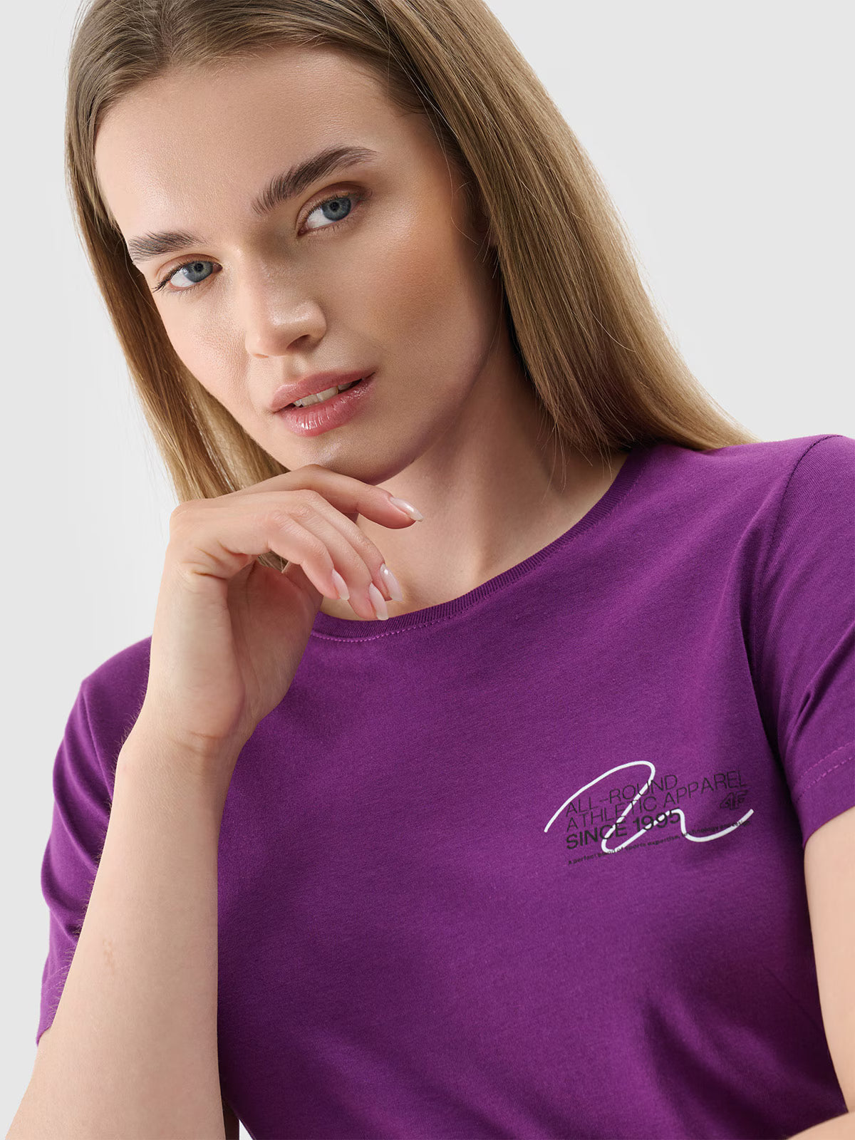 T-shirt slim z nadrukiem damski