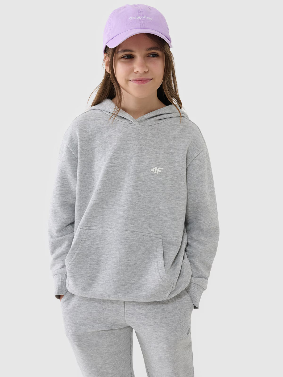 Bluza dresowa nierozpinana z kapturem dziewczęca