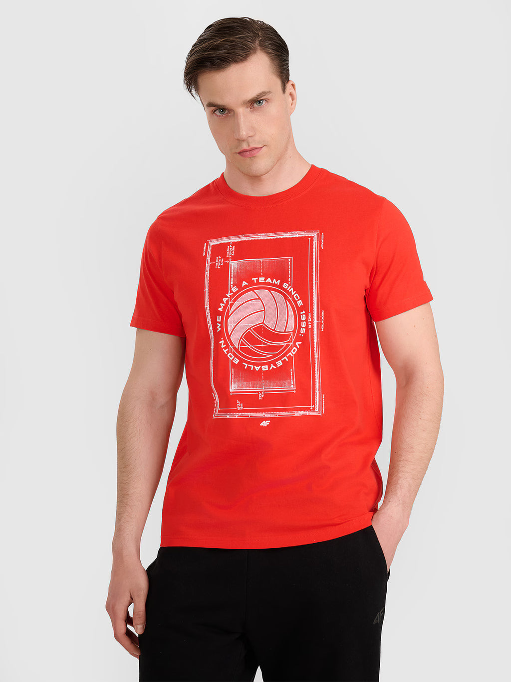 T-shirt regular z nadrukiem siatkarskim męski