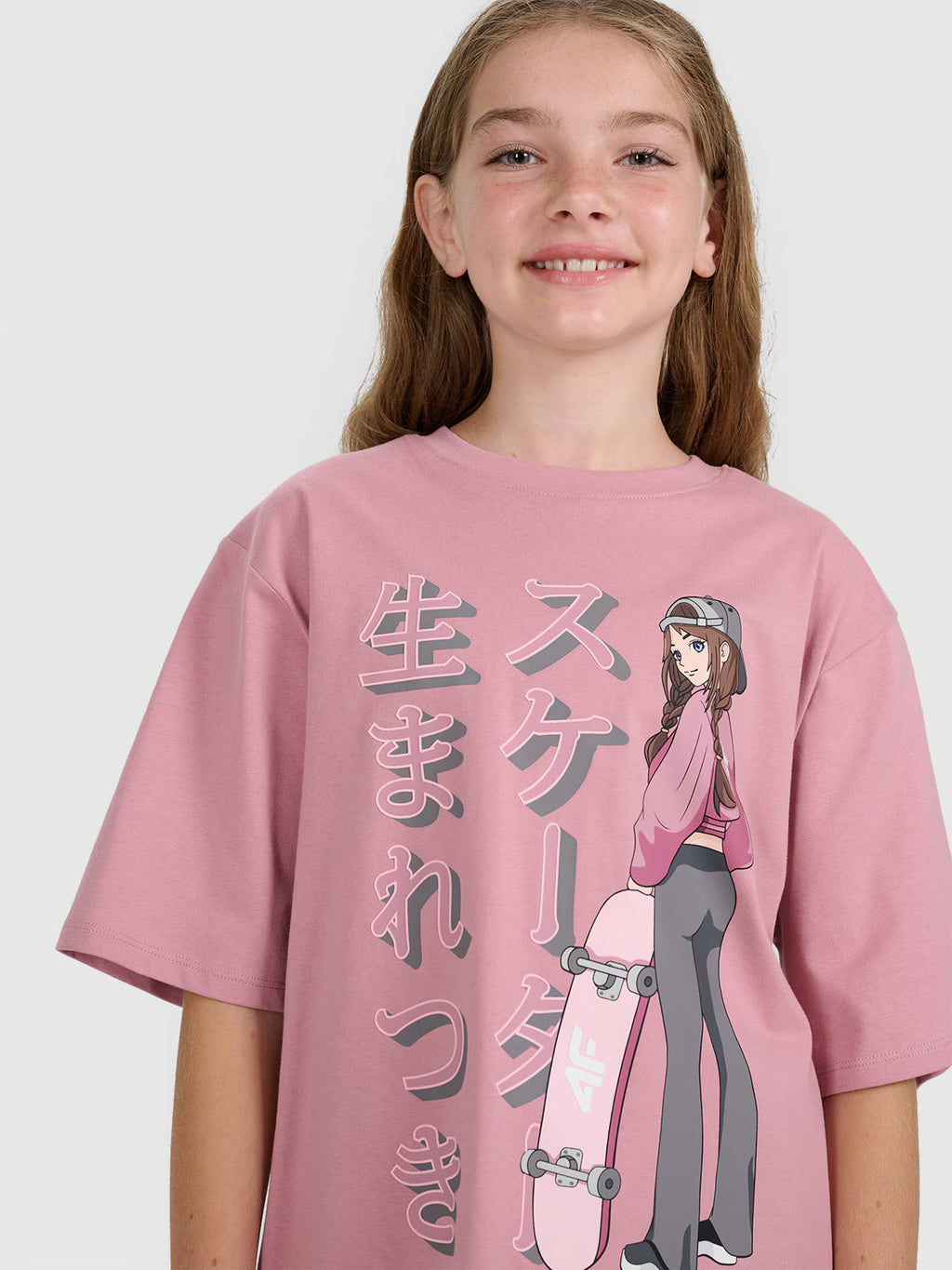 T-shirt oversize z nadrukiem dziewczęcy