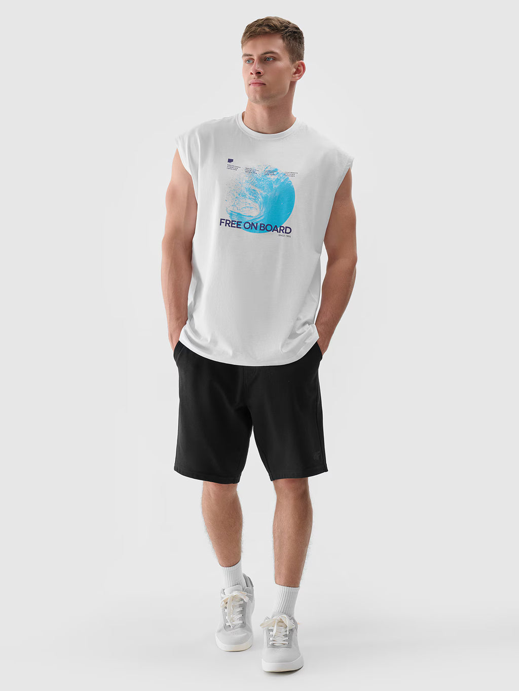 Tank top oversize z nadrukiem męski