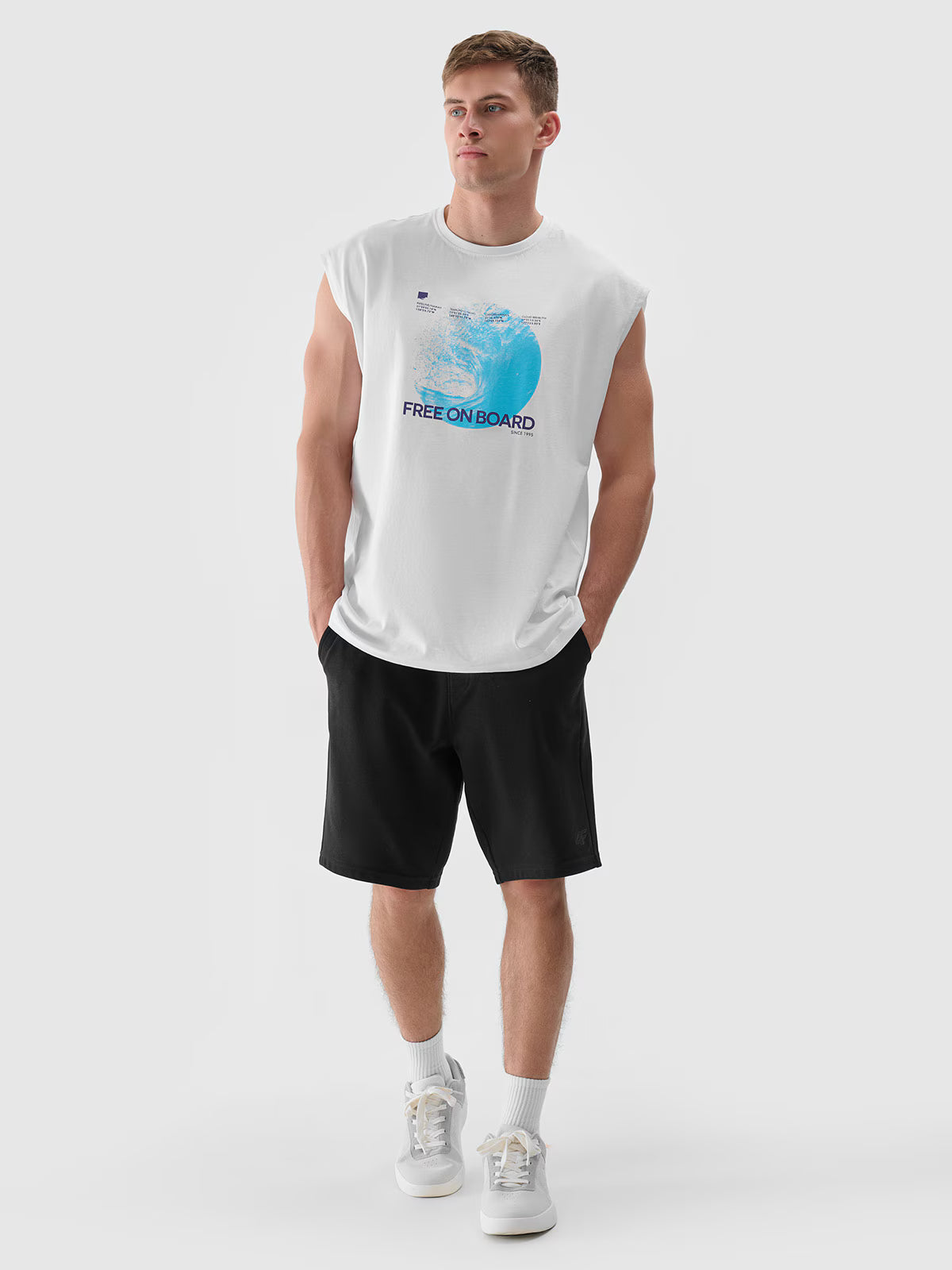 Tank top oversize z nadrukiem męski