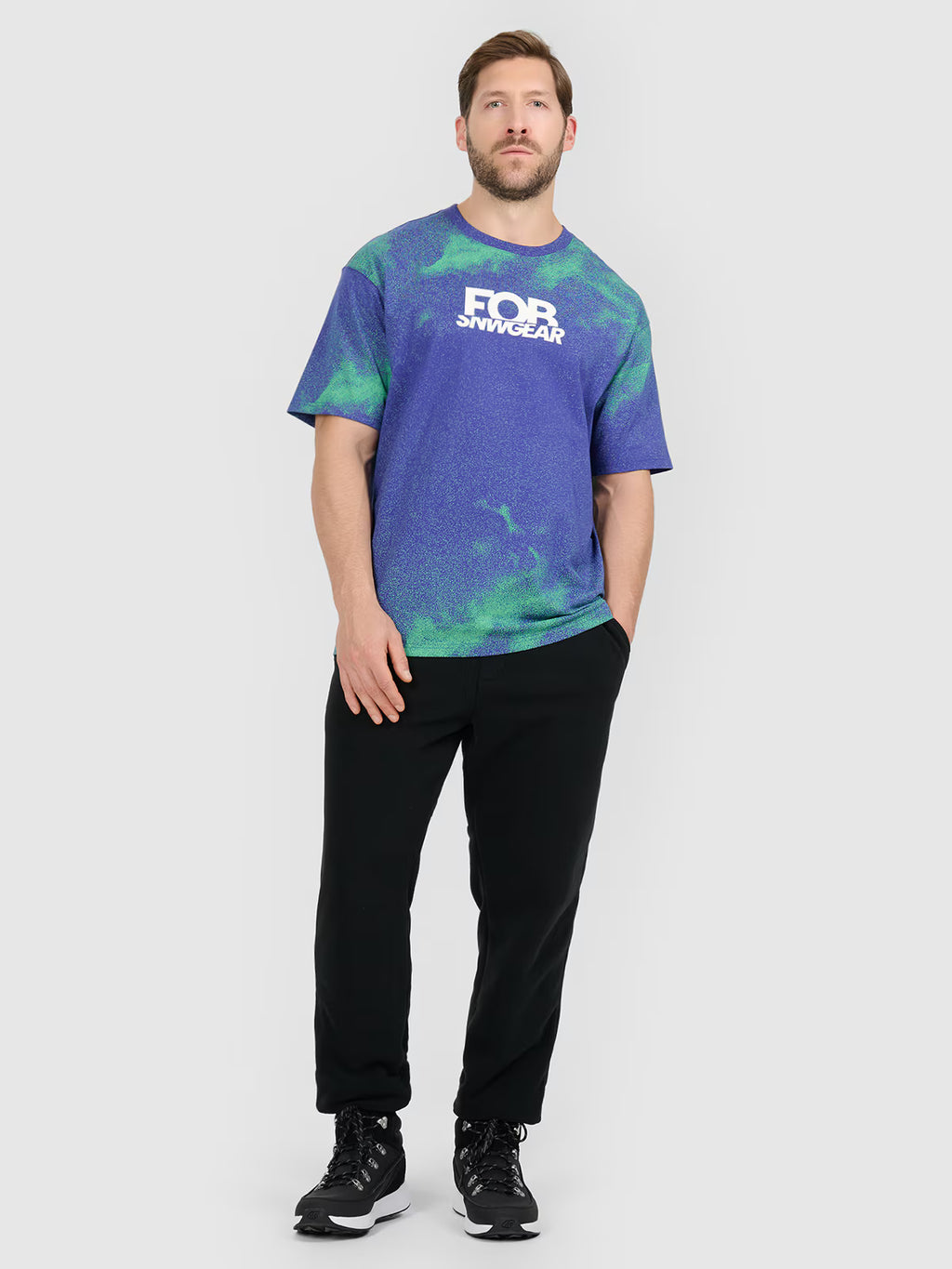 T-shirt loose z nadrukiem męski