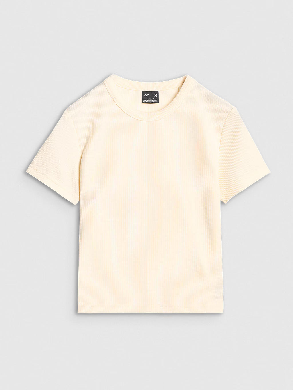 T-shirt slim z waflowej dzianiny damski