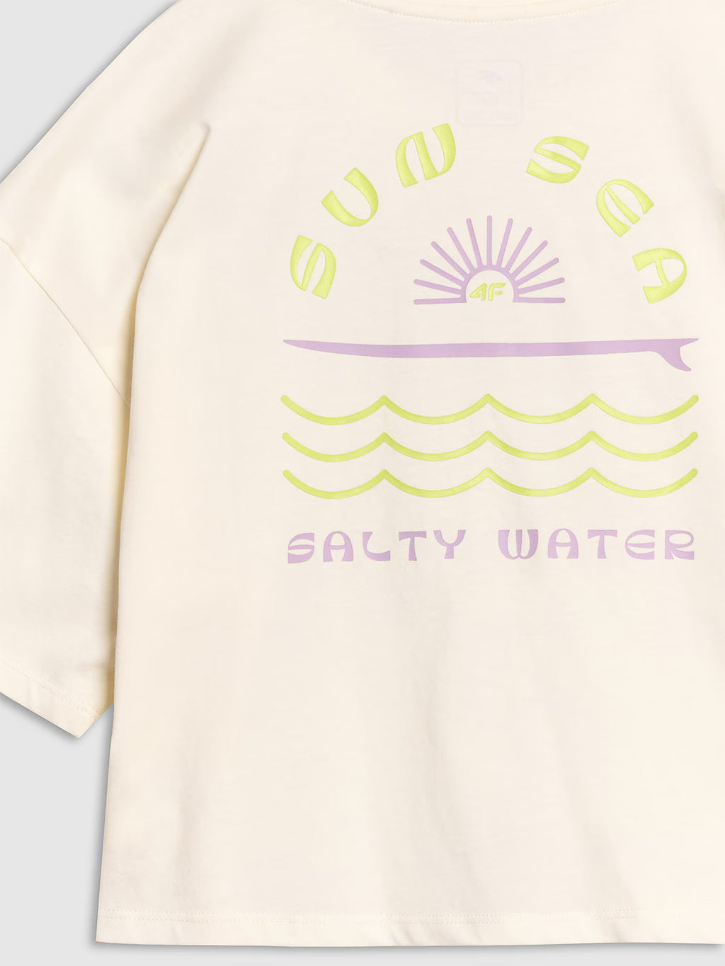 T-shirt oversize crop top z nadrukiem dziewczęcy