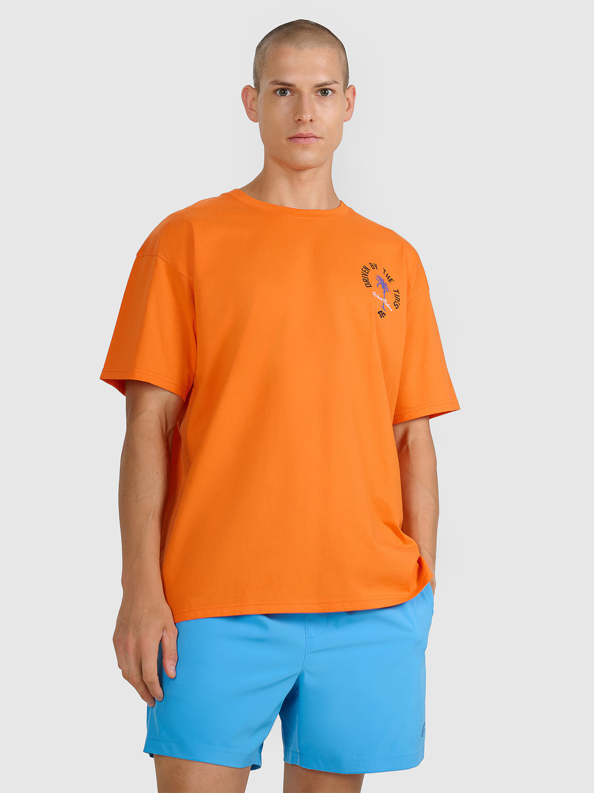 T-shirt oversize z nadrukiem męski