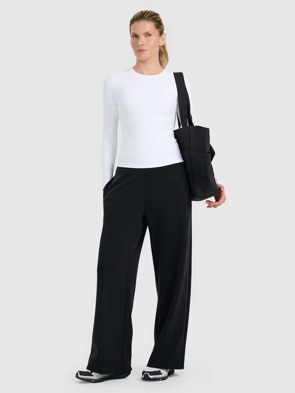 Longsleeve slim z prążkowanej dzianiny damski