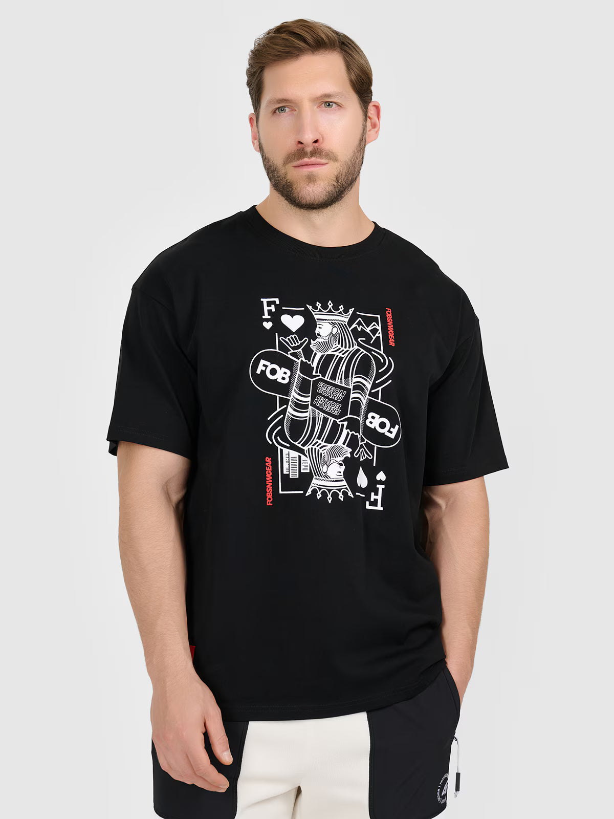 T-shirt loose z nadrukiem męski